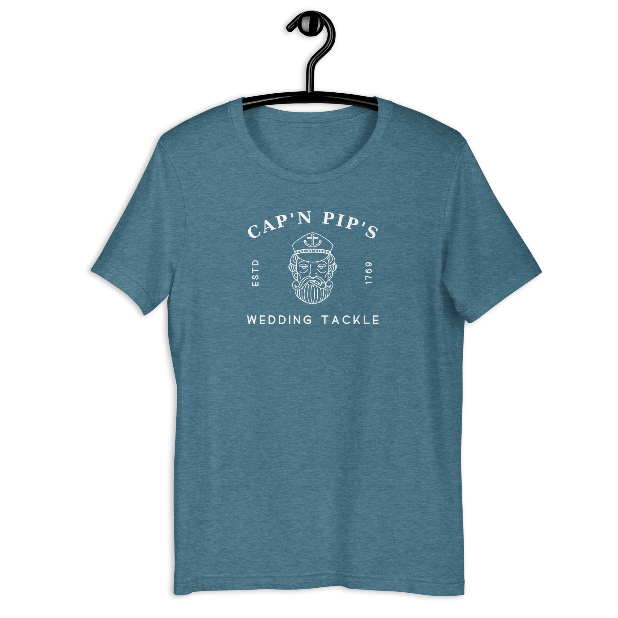 Cap'n Pip's Wedding Tackle T-shirt Heather Deep Teal / S Shirts & Tops Jolly & Goode
