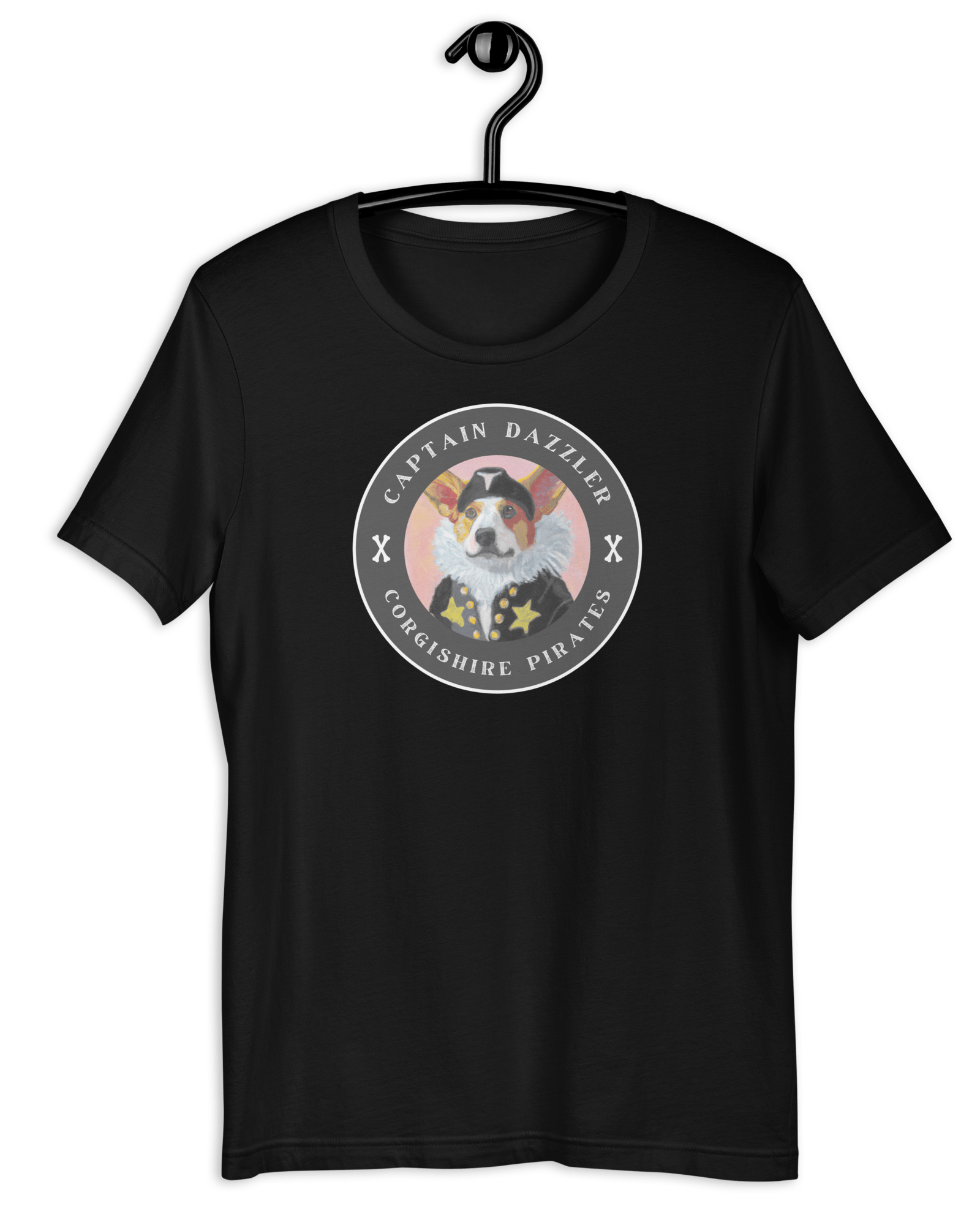Captain Dazzler Corgishire Pirates T-shirt Black / S Shirts & Tops Jolly & Goode