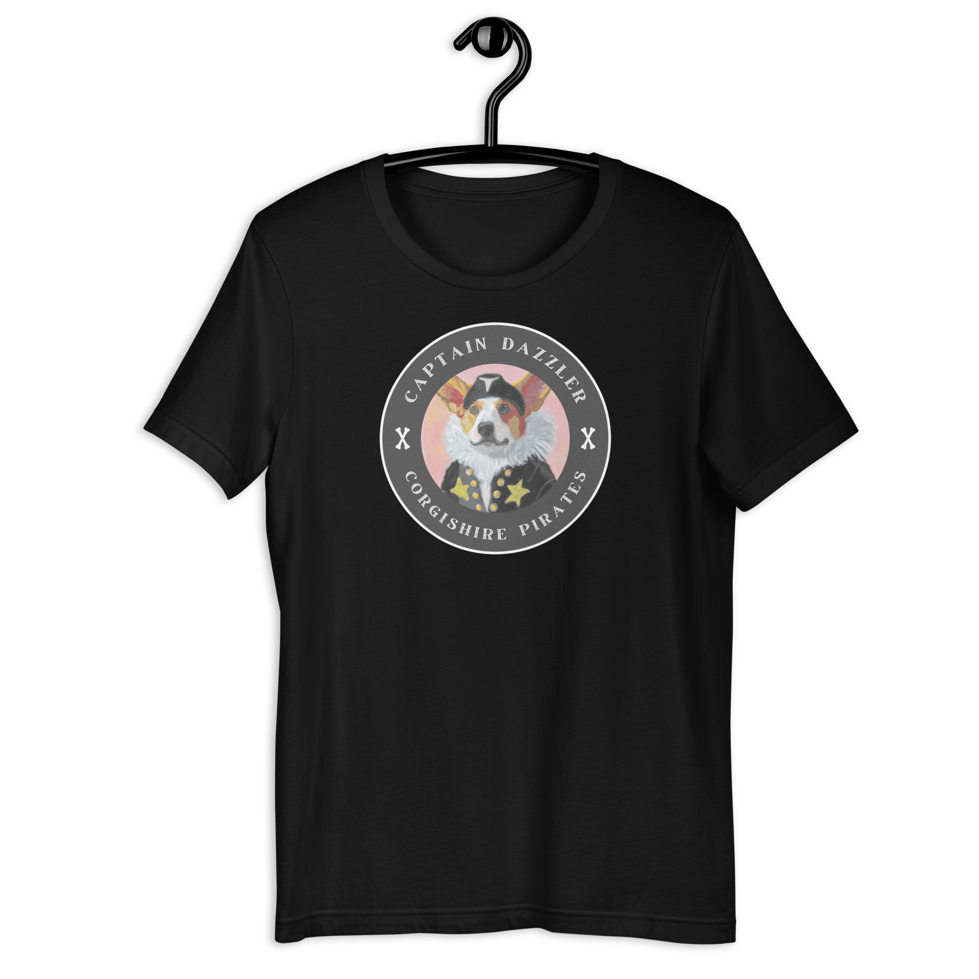 Captain Dazzler Corgishire Pirates T-shirt Black / S Shirts & Tops Jolly & Goode