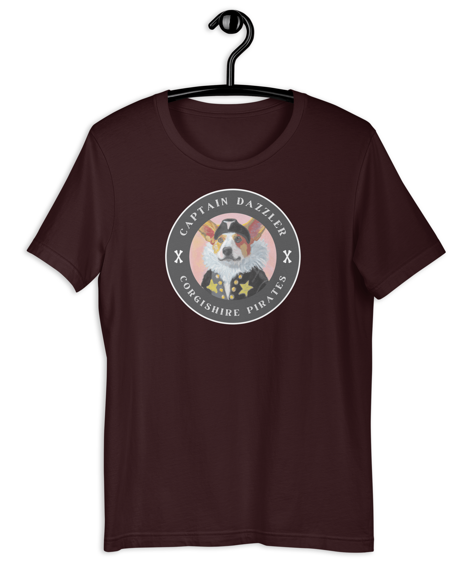 Captain Dazzler Corgishire Pirates T-shirt Oxblood Black / S Shirts & Tops Jolly & Goode