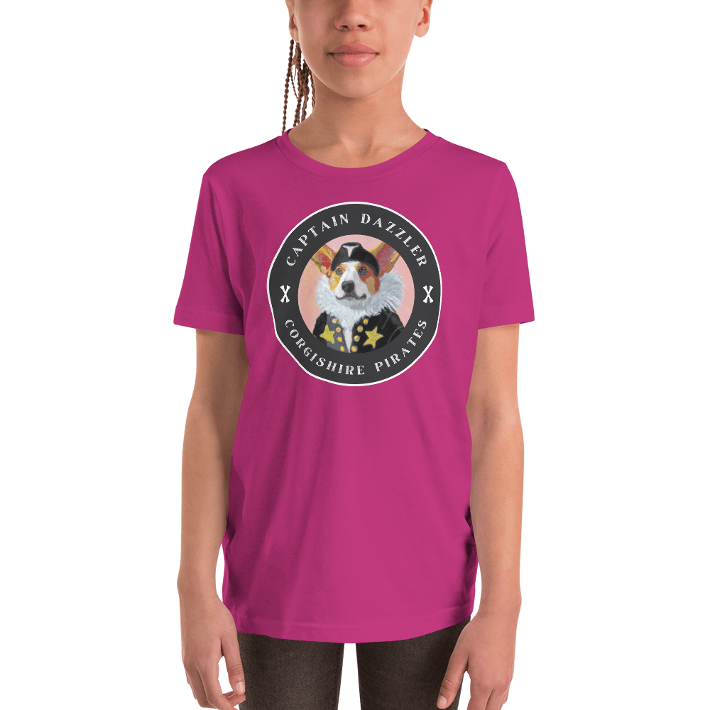 Captain Dazzler Corgishire Pirates Youth T-Shirt Berry / S Jolly & Goode