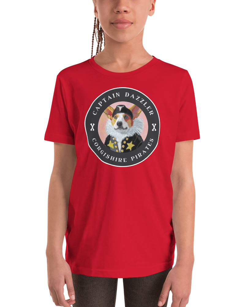 Captain Dazzler Corgishire Pirates Youth T-Shirt Red / S Jolly & Goode