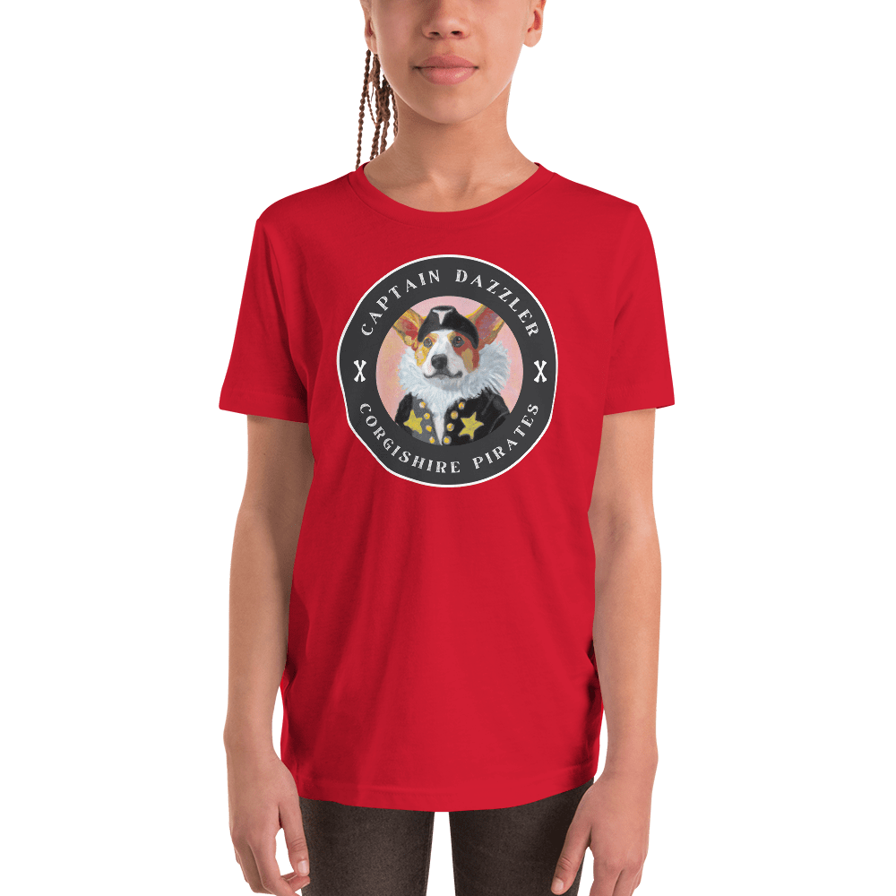 Captain Dazzler Corgishire Pirates Youth T-Shirt Red / S Jolly & Goode