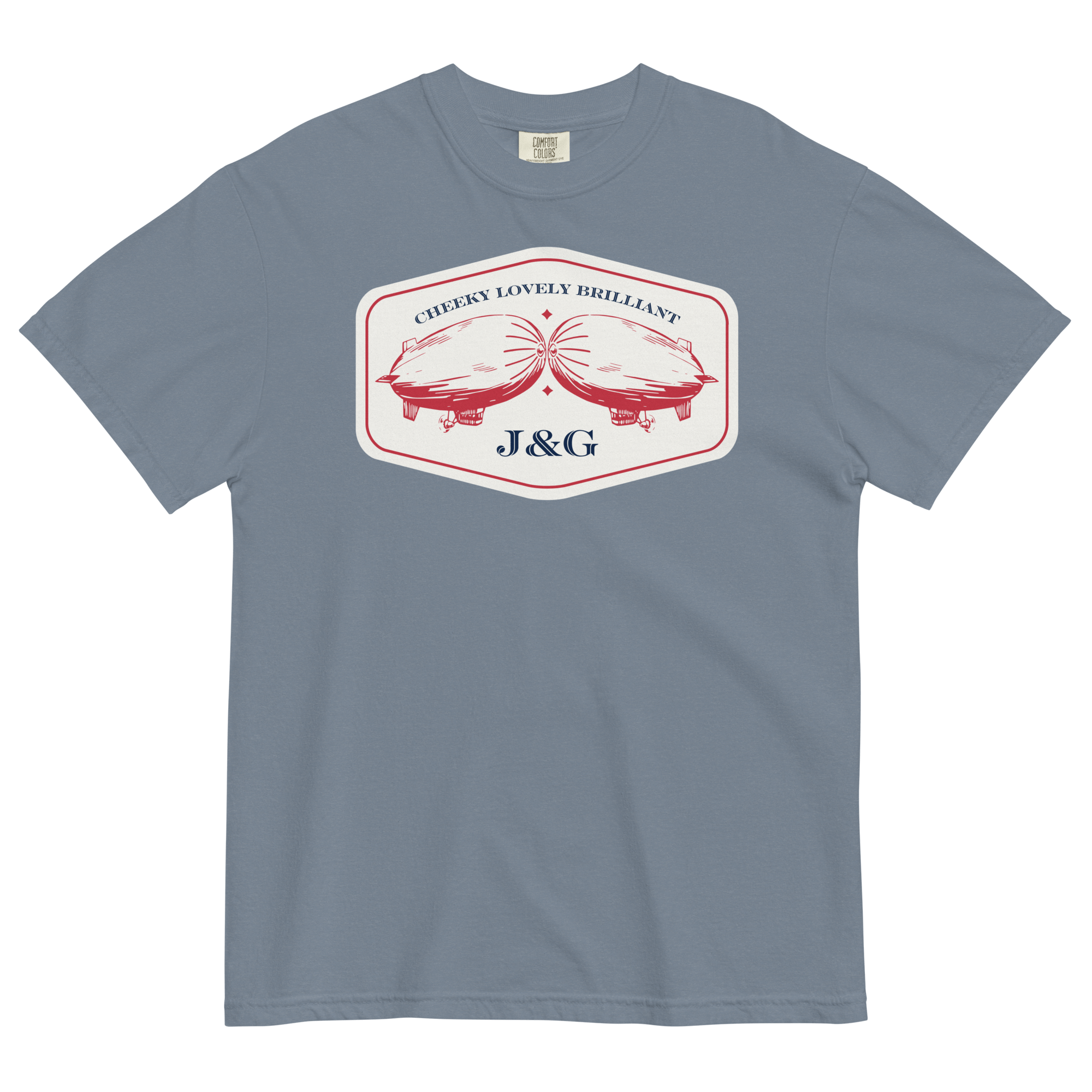 Cheeky Lovely Brilliant Airships T-shirt | Garment-Dyed Heavyweight Cotton Blue Jean / S Shirts & Tops Jolly & Goode