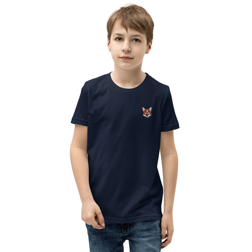 Corgi Love | Embroidered Youth T-Shirt Navy / S Shirts & Tops Jolly & Goode
