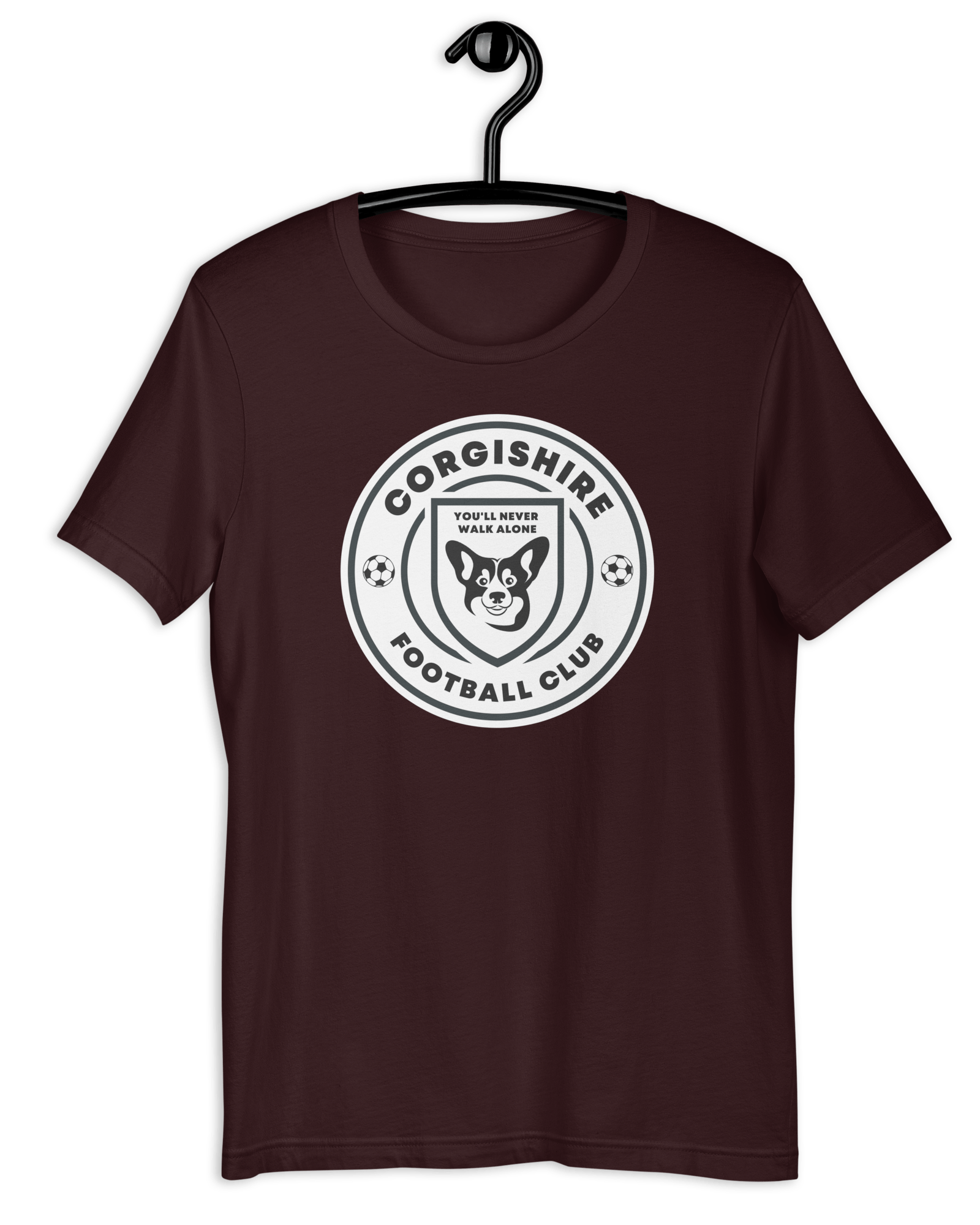 Corgishire FC T-shirt Oxblood Black / S Shirts & Tops Jolly & Goode