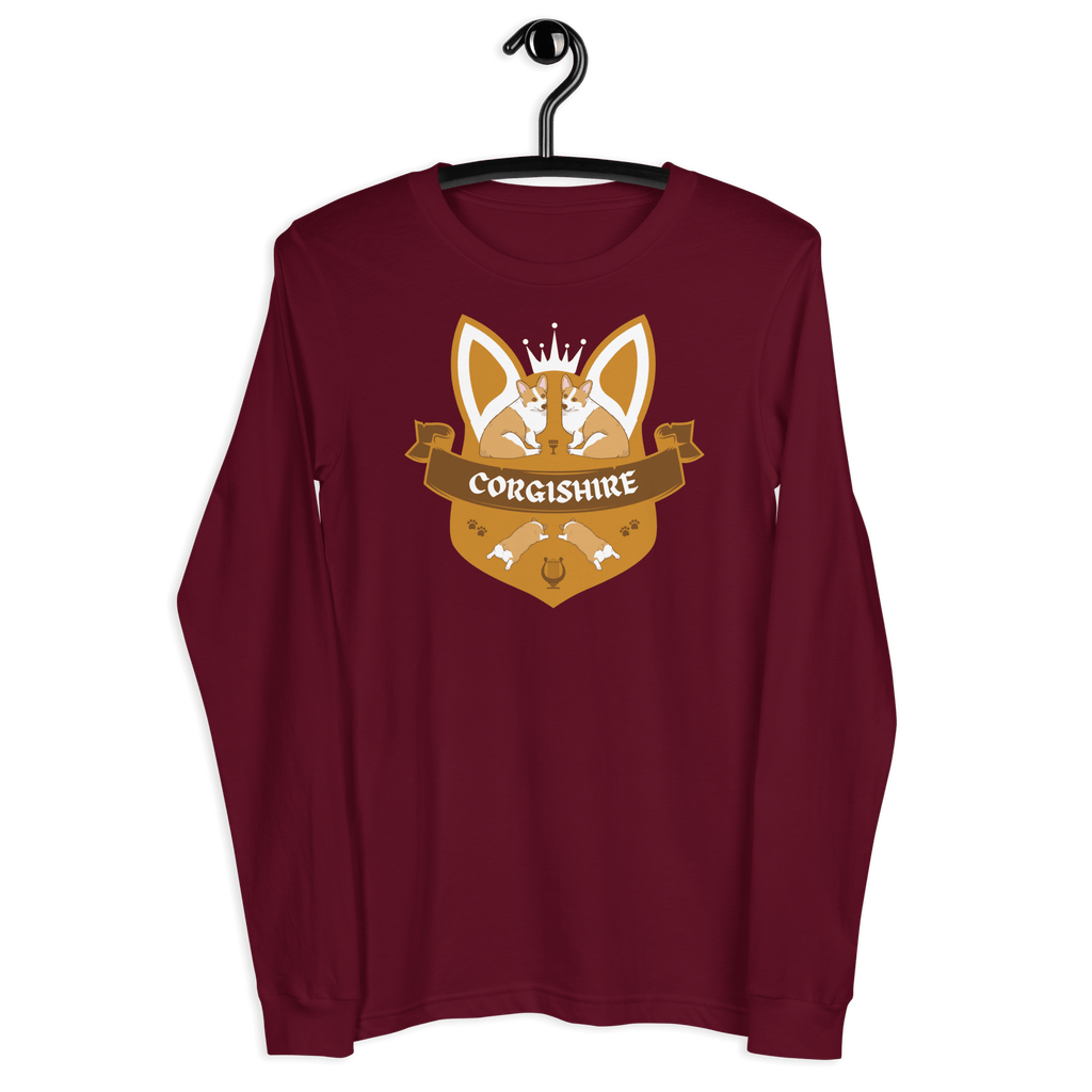 Corgishire Long-Sleeve Shirt Maroon / XS Shirts & Tops Jolly & Goode