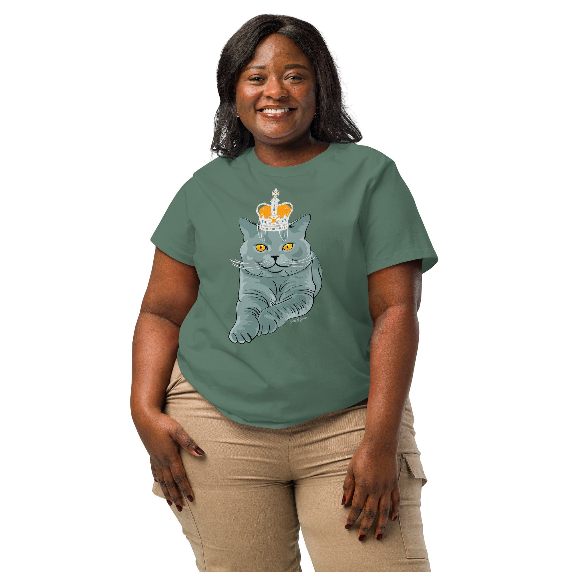 Crowned British Blue Shorthair Cat T-Shirt | Women’s Organic Cotton Tee Women's Shirts Jolly & Goode