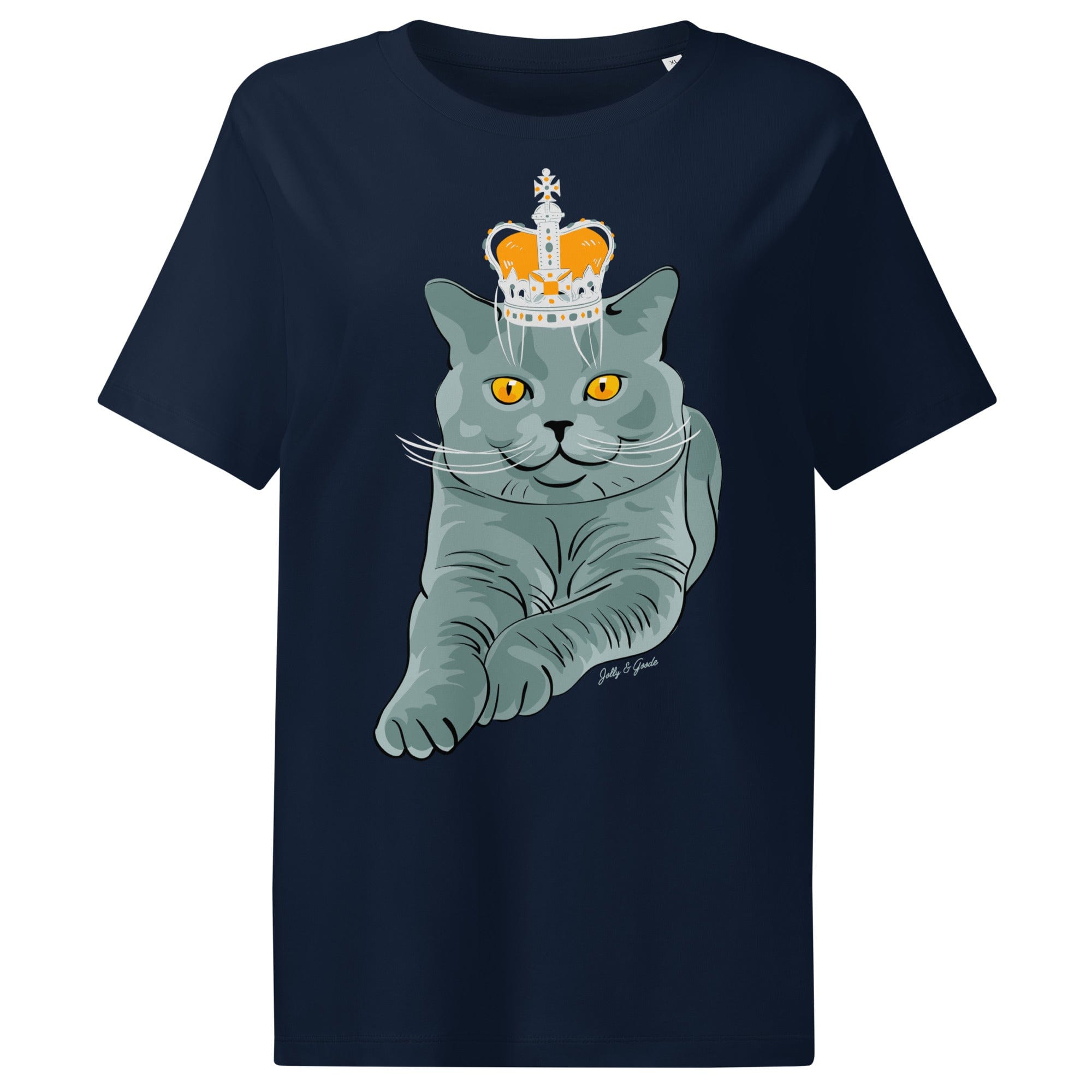 Crowned British Blue Shorthair Cat T-Shirt | Women’s Organic Cotton Tee Women's Shirts Jolly & Goode