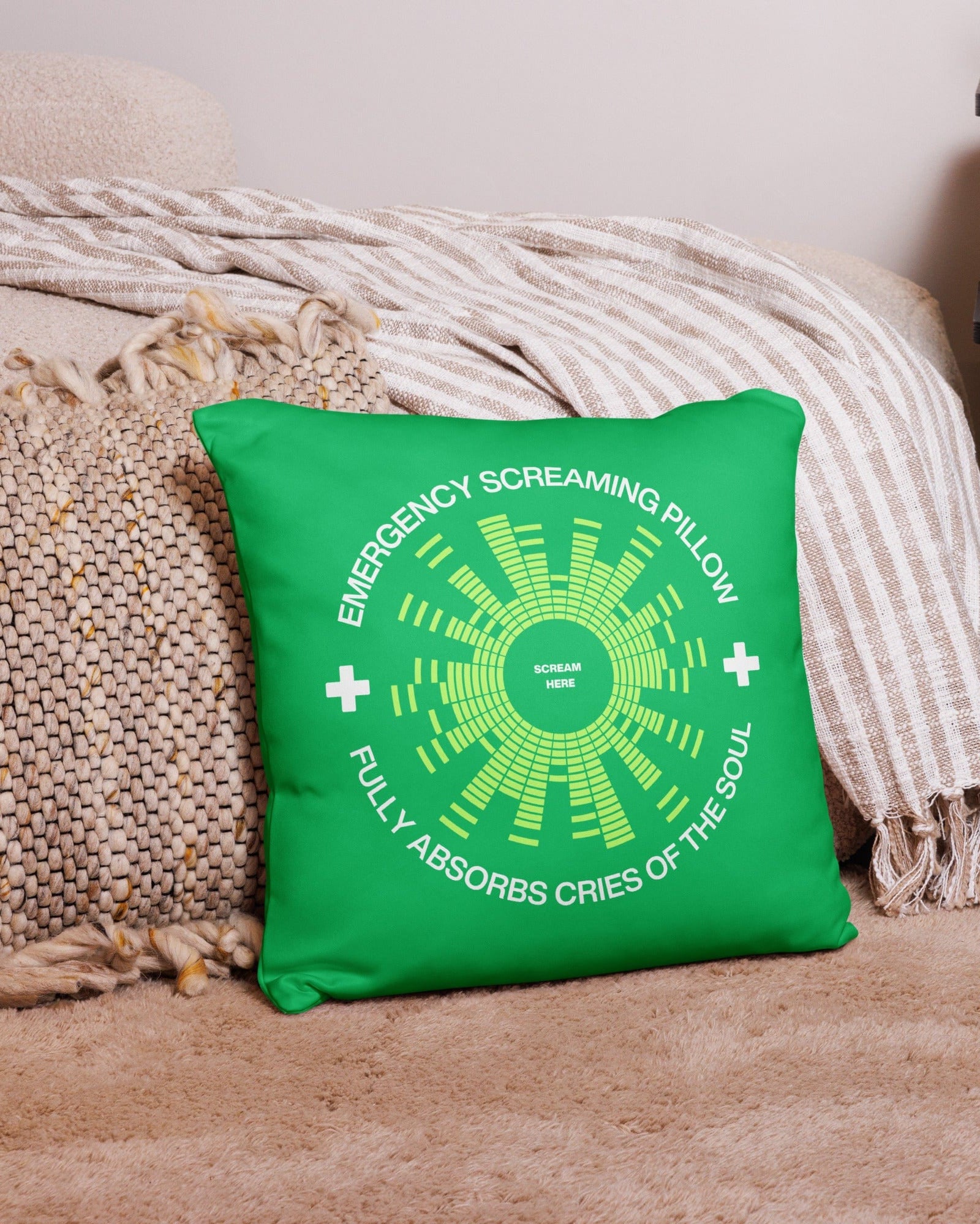 Emergency Screaming Pillow in Smashing Green Pillow Jolly & Goode