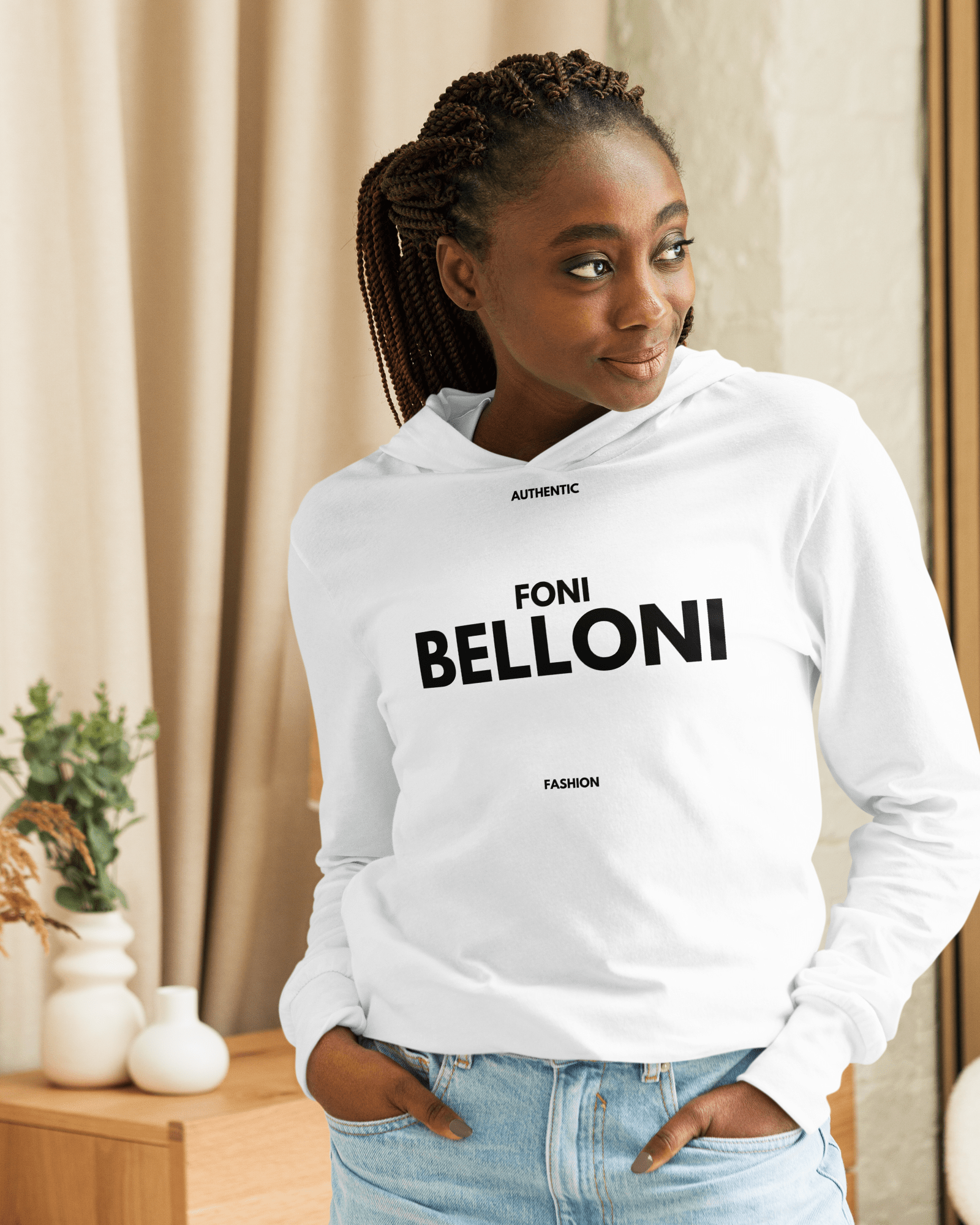 Foni Belloni Authentic Fashion Hooded Long-Sleeve Shirt long sleeve shirts Jolly & Goode
