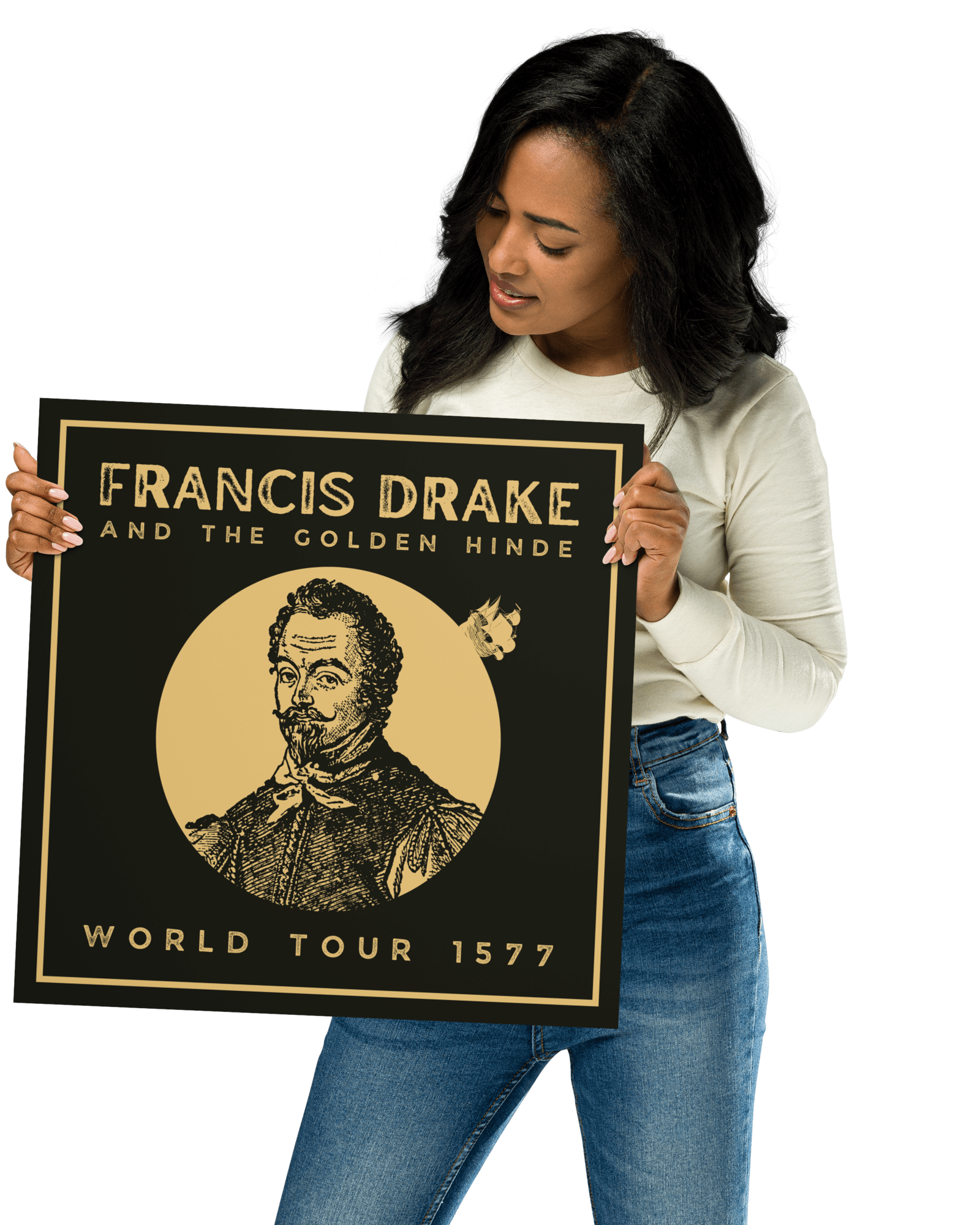 Francis Drake and The Golden Hinde World Tour Poster 16″×16″ Posters, Prints, & Visual Artwork Jolly & Goode