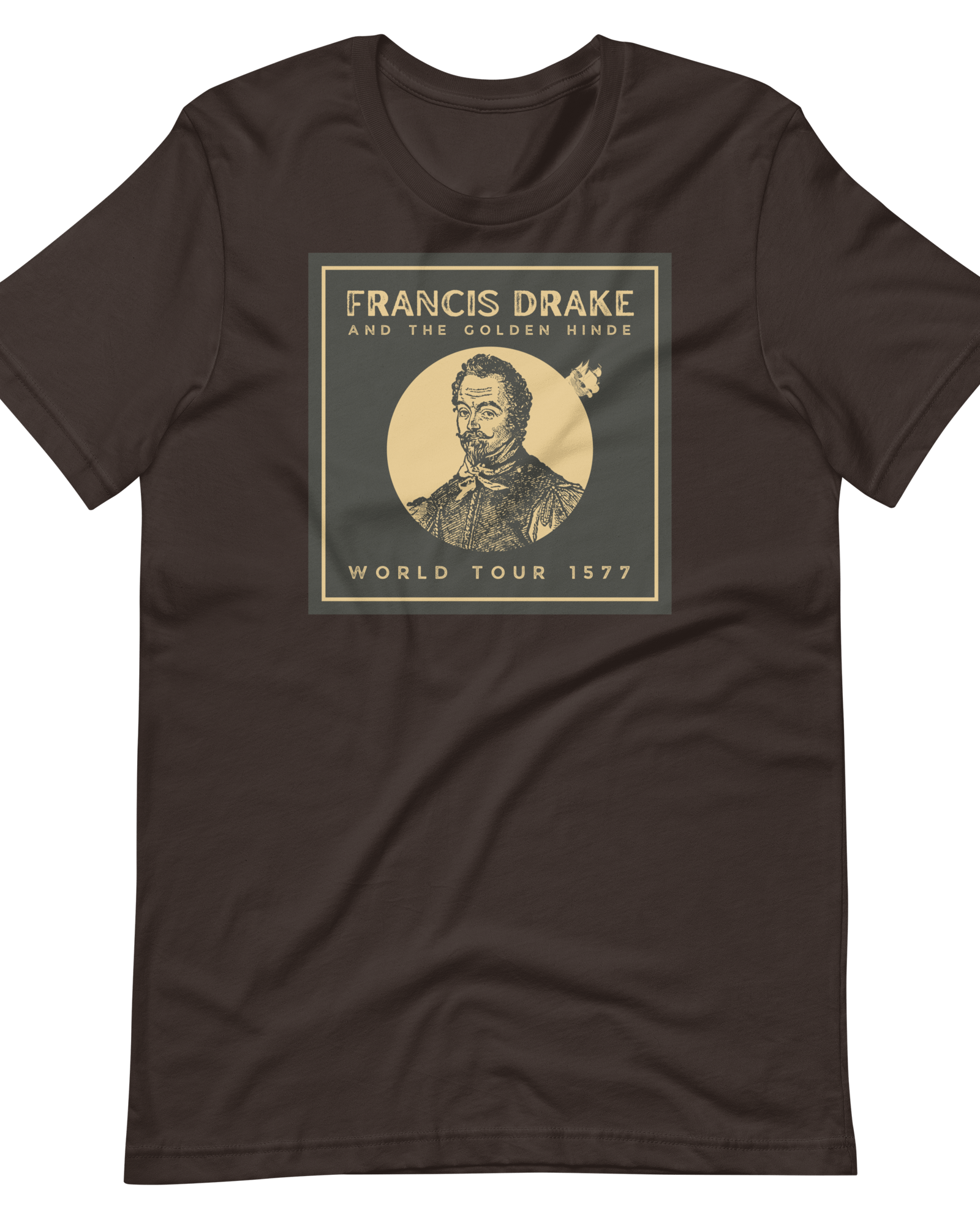 Francis Drake and The Golden Hinde World Tour T-shirt Brown / S Shirts & Tops Jolly & Goode
