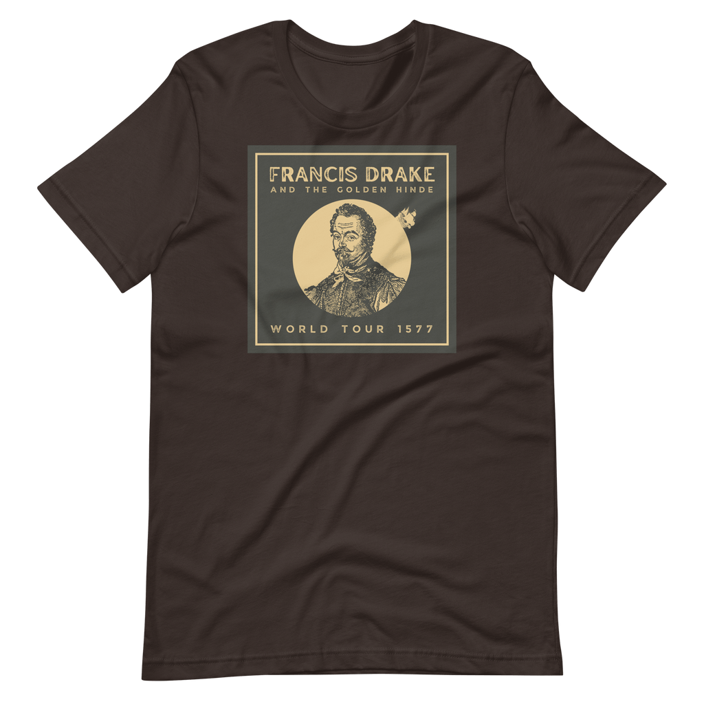 Francis Drake and The Golden Hinde World Tour T-shirt Brown / S Shirts & Tops Jolly & Goode