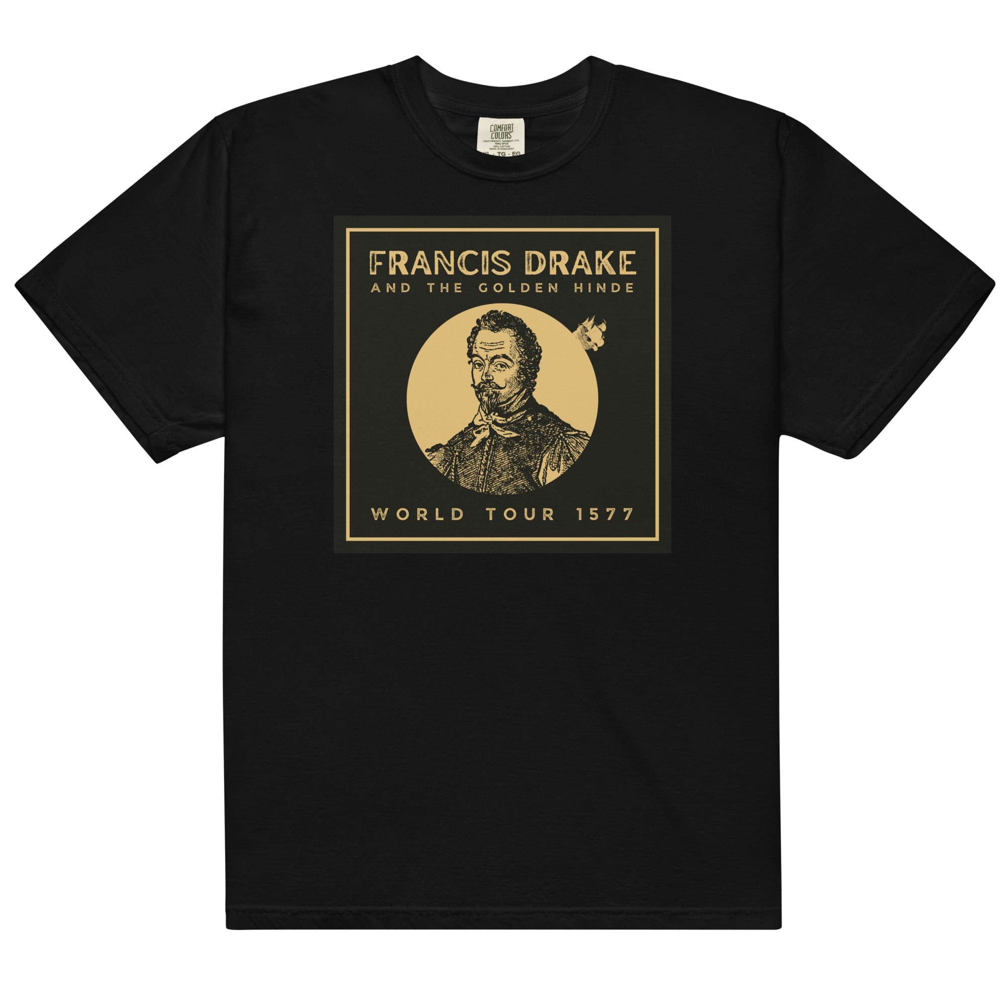 Francis Drake and The Golden Hinde World Tour T-shirt | Garment-dyed Heavyweight Black / S Shirts & Tops Jolly & Goode