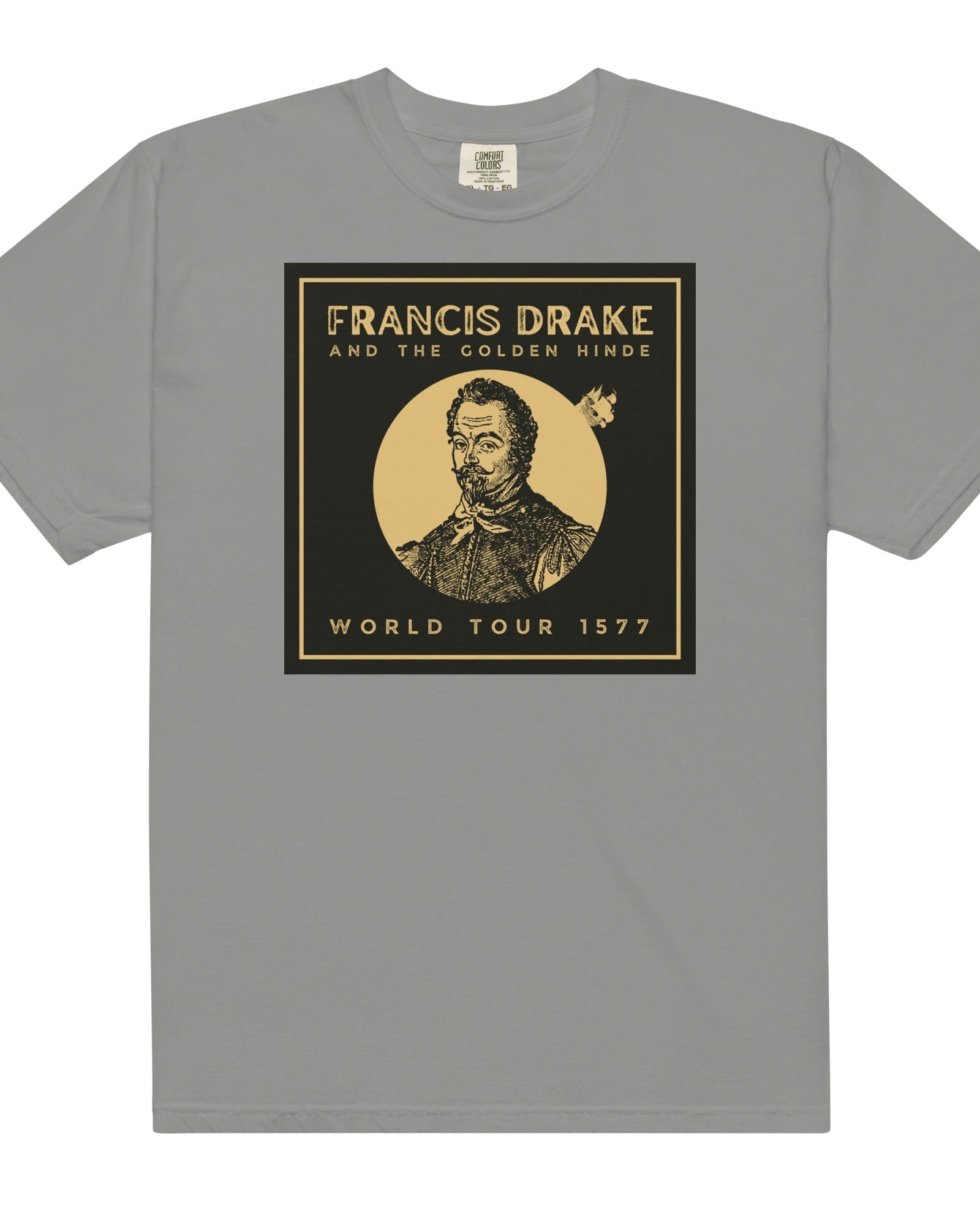 Francis Drake and The Golden Hinde World Tour T-shirt | Garment-dyed Heavyweight Grey / S Shirts & Tops Jolly & Goode