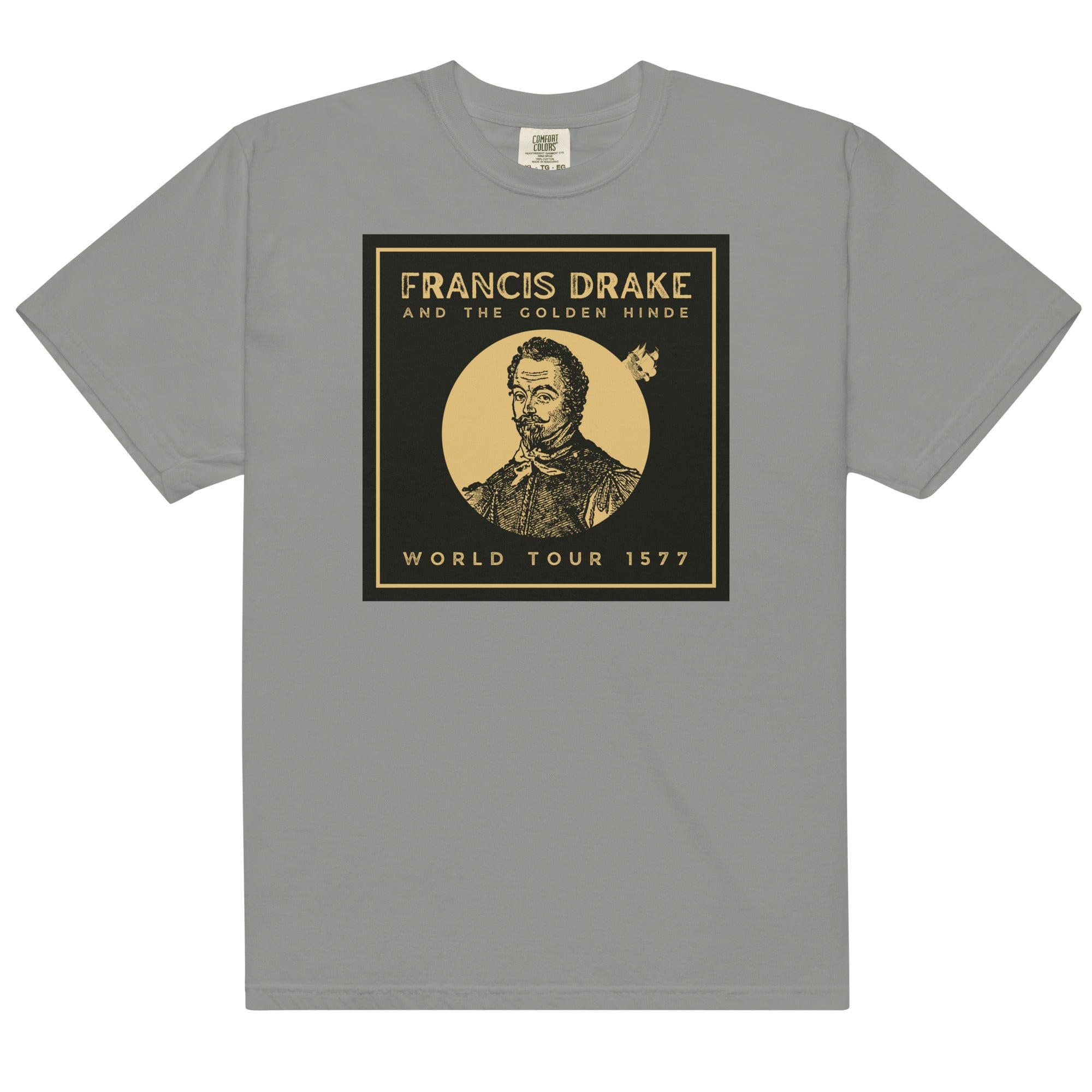 Francis Drake and The Golden Hinde World Tour T-shirt | Garment-dyed Heavyweight Grey / S Shirts & Tops Jolly & Goode