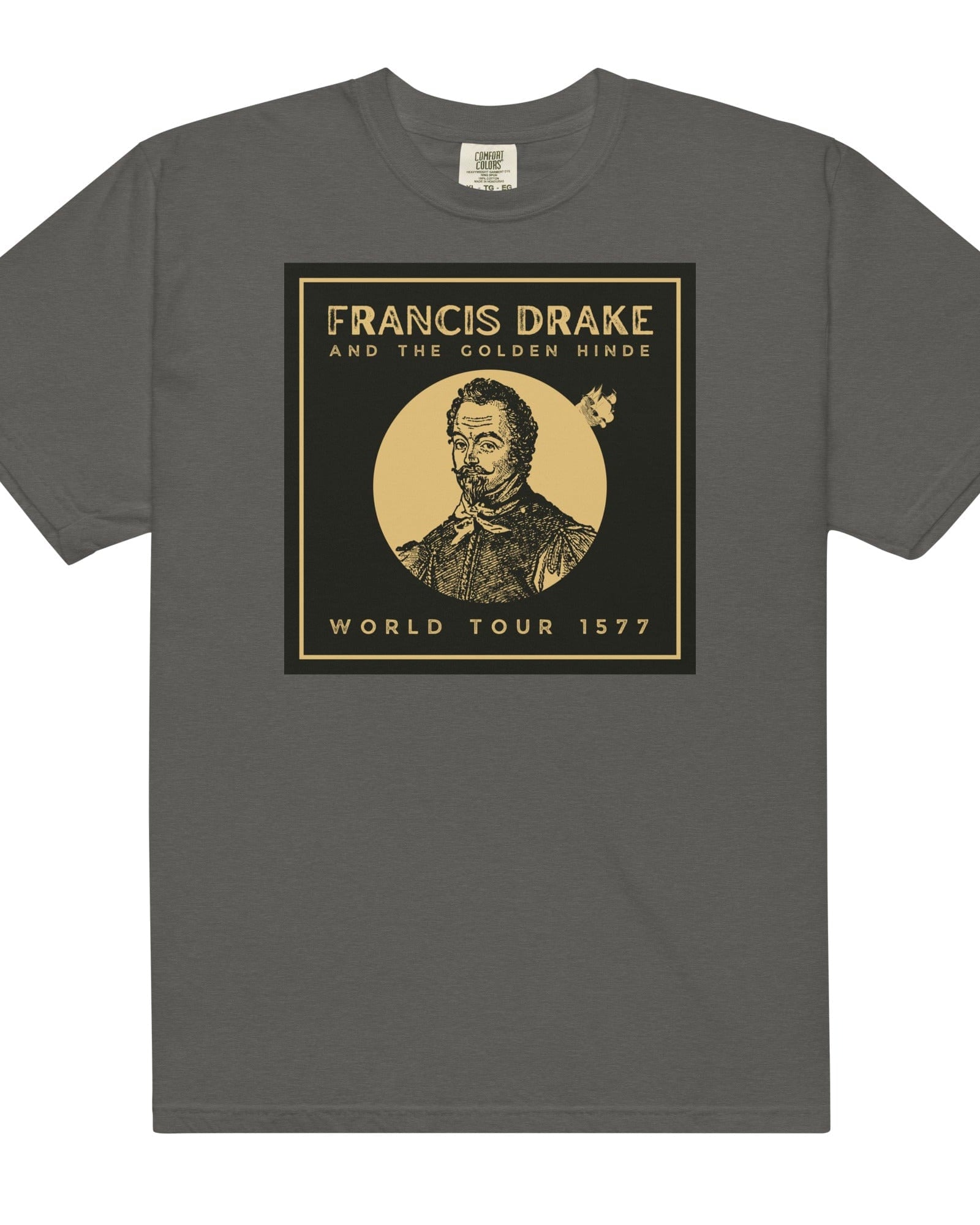 Francis Drake and The Golden Hinde World Tour T-shirt | Garment-dyed Heavyweight Pepper / S Shirts & Tops Jolly & Goode