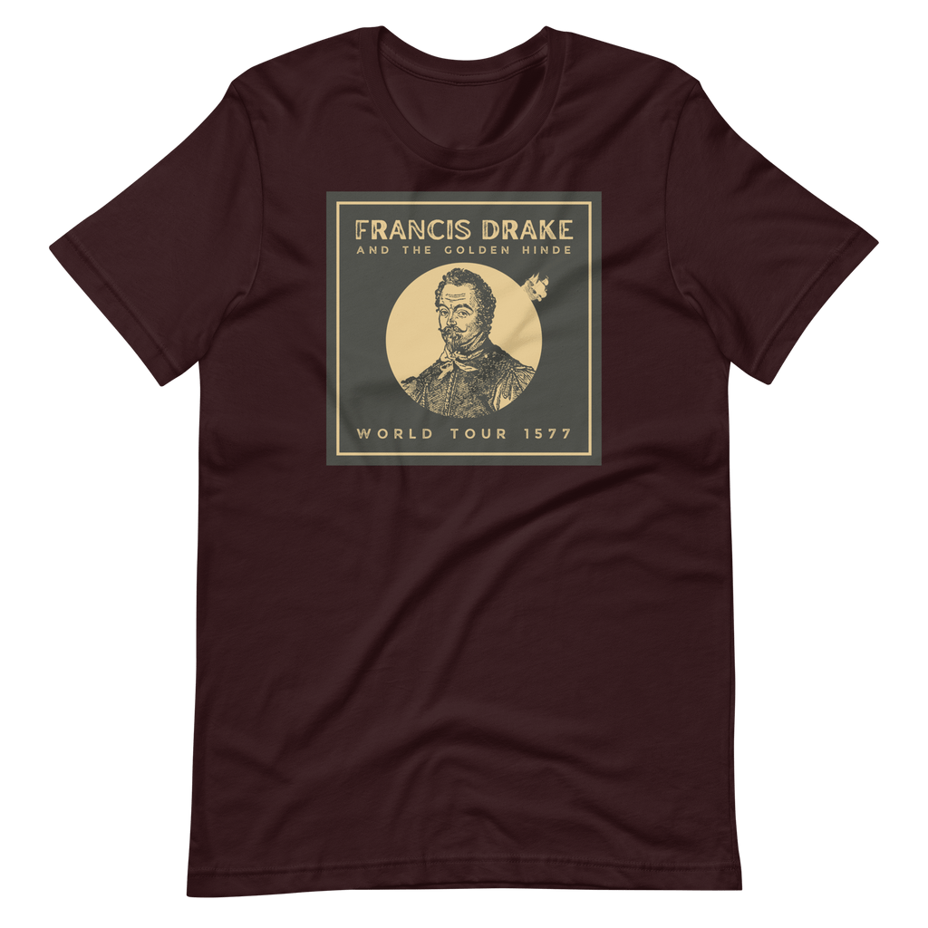 Francis Drake and The Golden Hinde World Tour T-shirt Oxblood Black / S Shirts & Tops Jolly & Goode