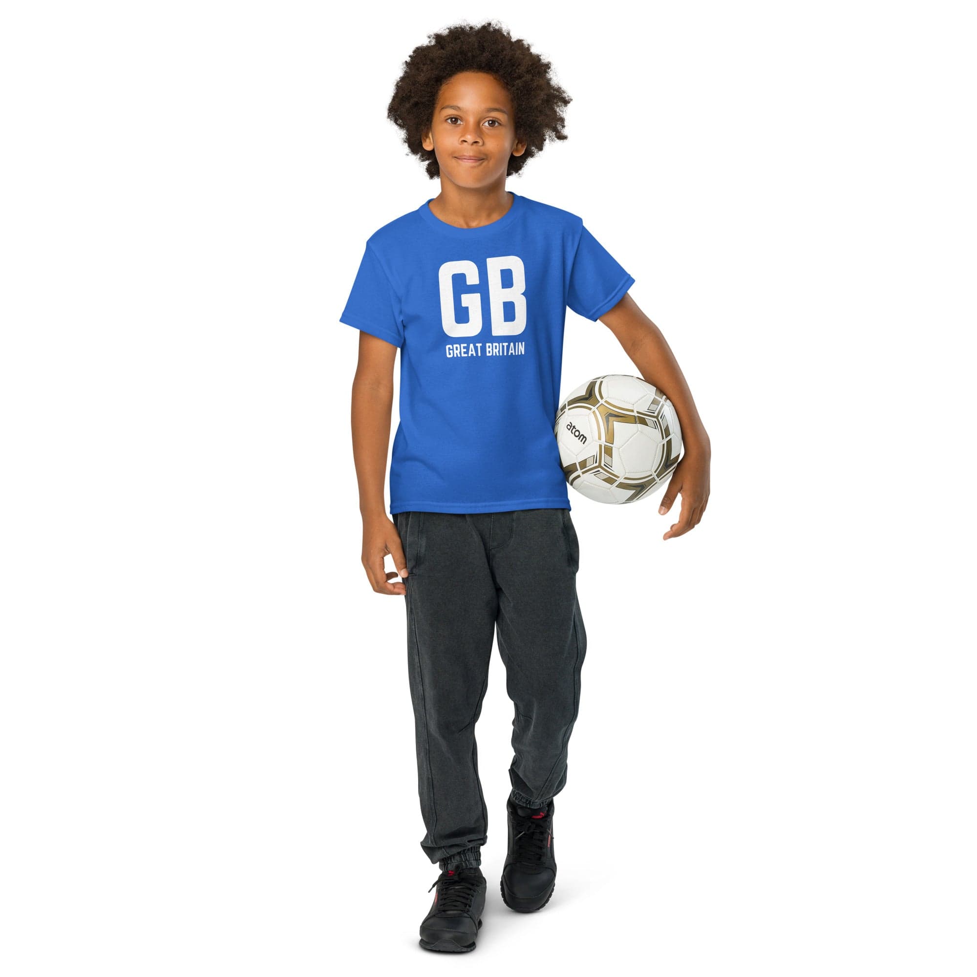 GB Great Britain T-shirt with Small Union Jack on The Back | Athletic Youth Tee.