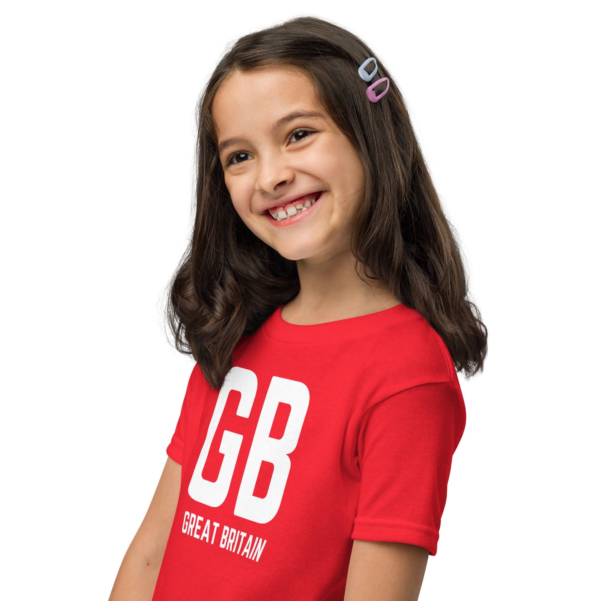 GB Great Britain T-shirt with Small Union Jack on The Back | Athletic Youth Tee.