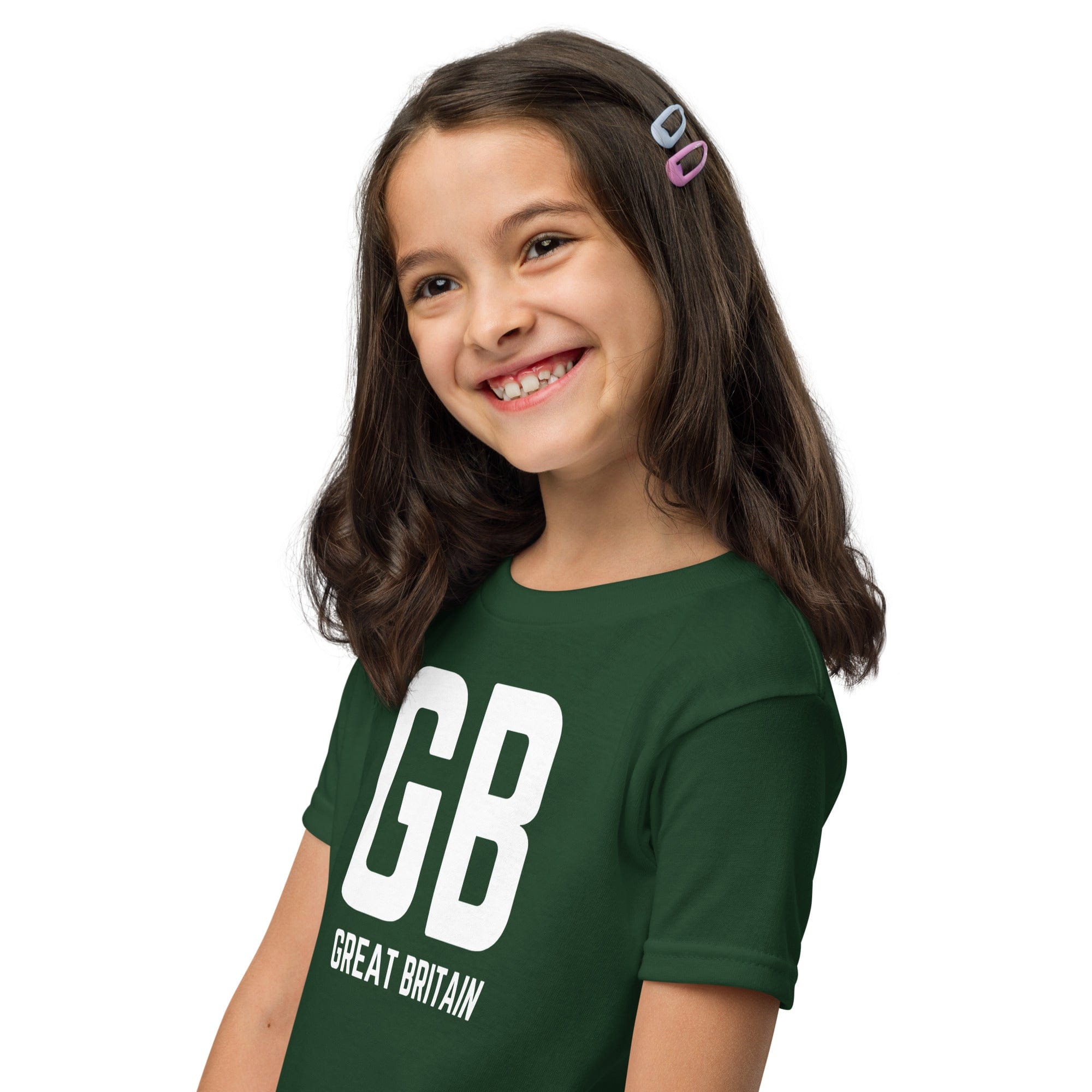 GB Great Britain T-shirt with Small Union Jack on The Back | Athletic Youth Tee.