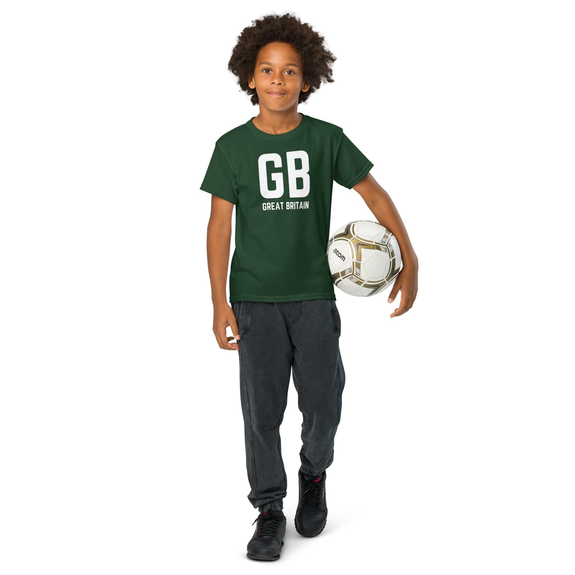 GB Great Britain T-shirt with Small Union Jack on The Back | Athletic Youth Tee kids shirts Jolly & Goode