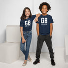 GB Great Britain T-shirt with Small Union Jack on The Back | Athletic Youth Tee Navy / XS kids shirts Jolly & Goode