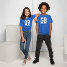 GB Great Britain T-shirt with Small Union Jack on The Back | Athletic Youth Tee Royal / XS kids shirts Jolly & Goode