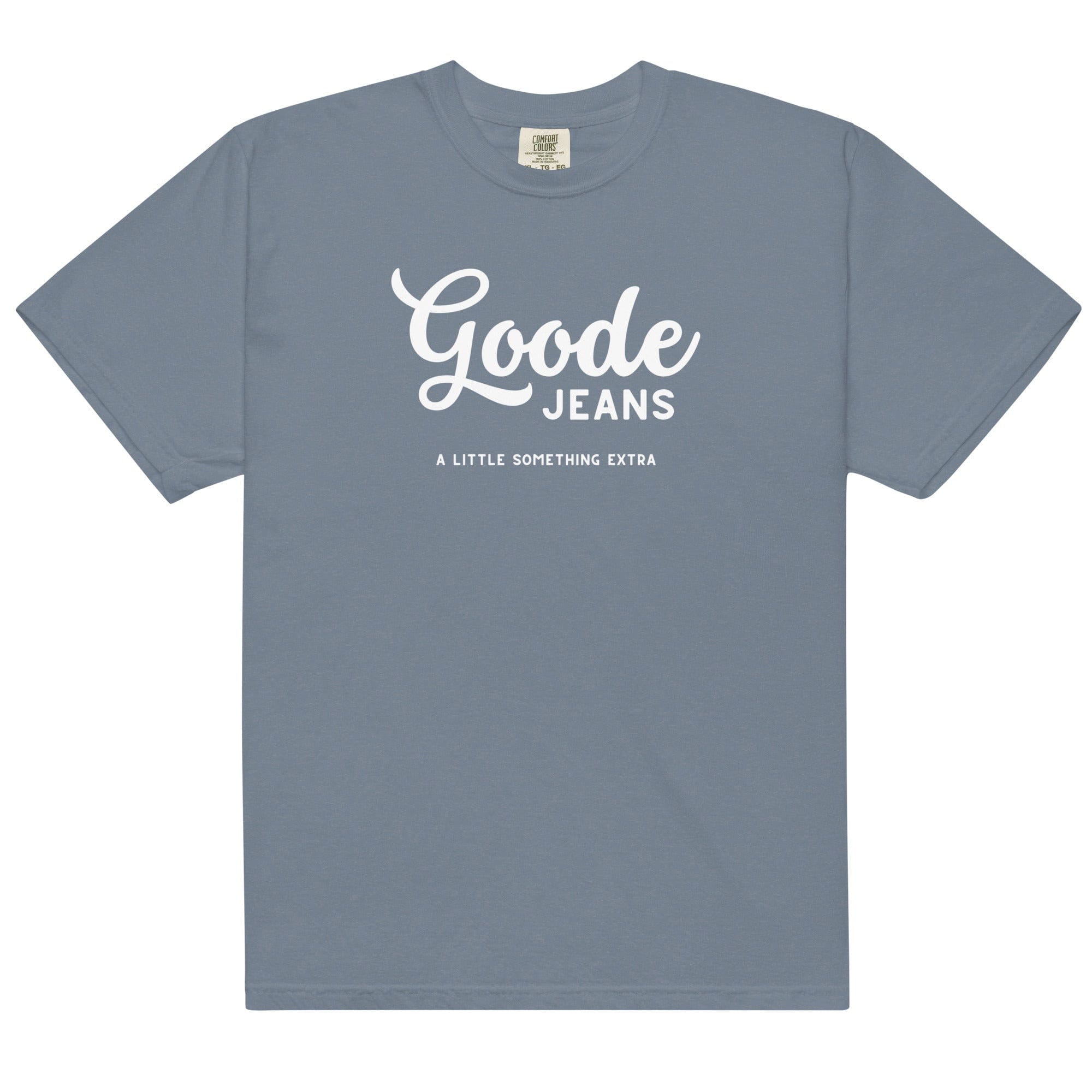 Goode Jeans | A Little Something Extra | Garment-dyed Heavyweight T-shirt | Relaxed Fit | Unisex Blue Jean / S Shirts & Tops Jolly & Goode