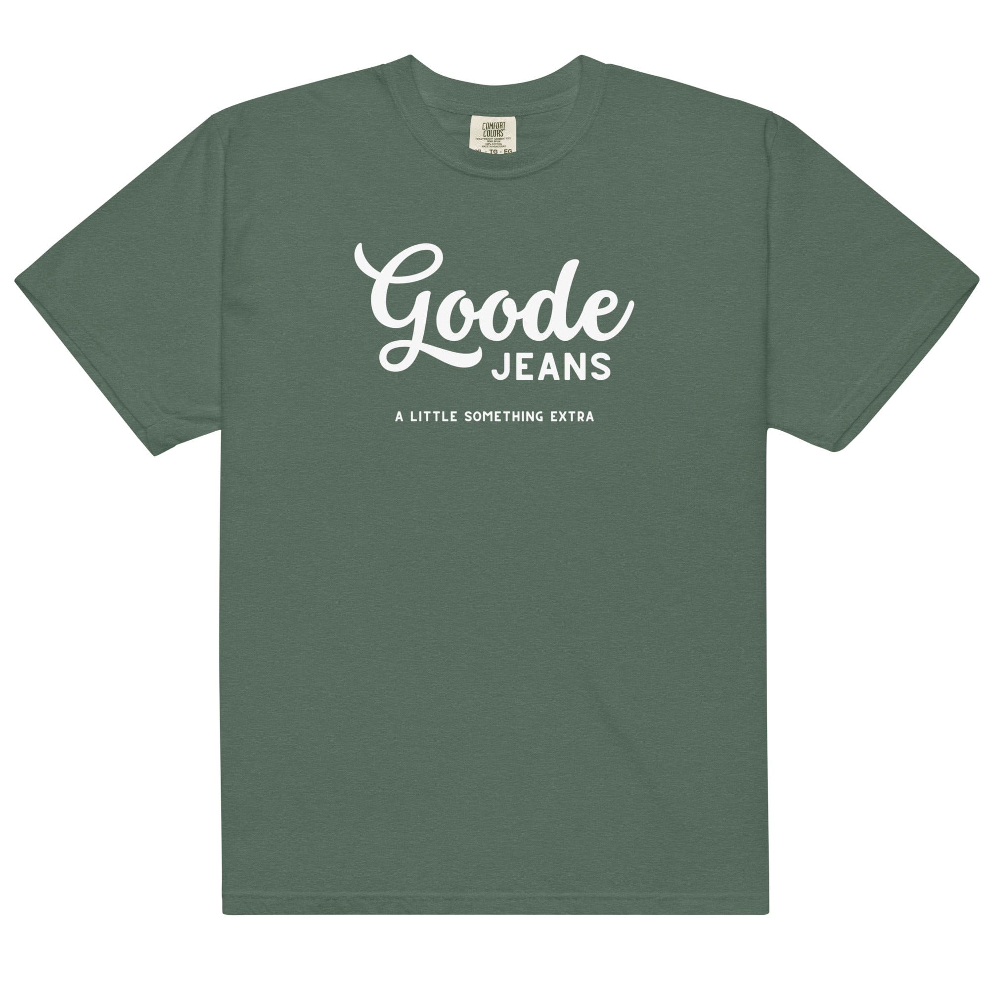 Goode Jeans | A Little Something Extra | Garment-dyed Heavyweight T-shirt | Relaxed Fit | Unisex Blue Spruce / S Shirts & Tops Jolly & Goode