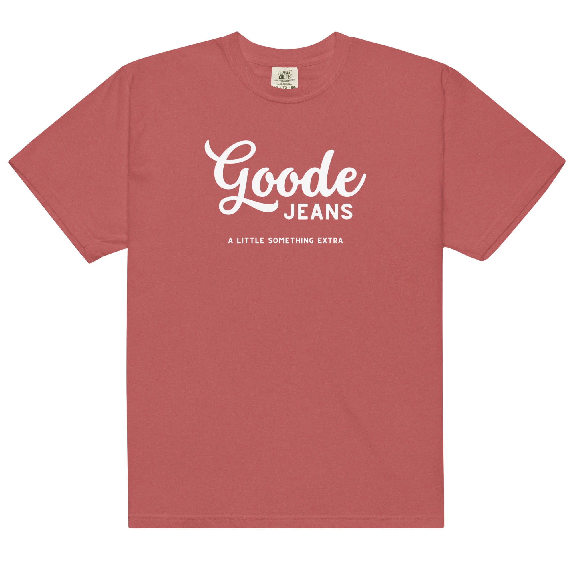 Goode Jeans | A Little Something Extra | Garment-dyed Heavyweight T-shirt | Relaxed Fit | Unisex Crimson / S Shirts & Tops Jolly & Goode