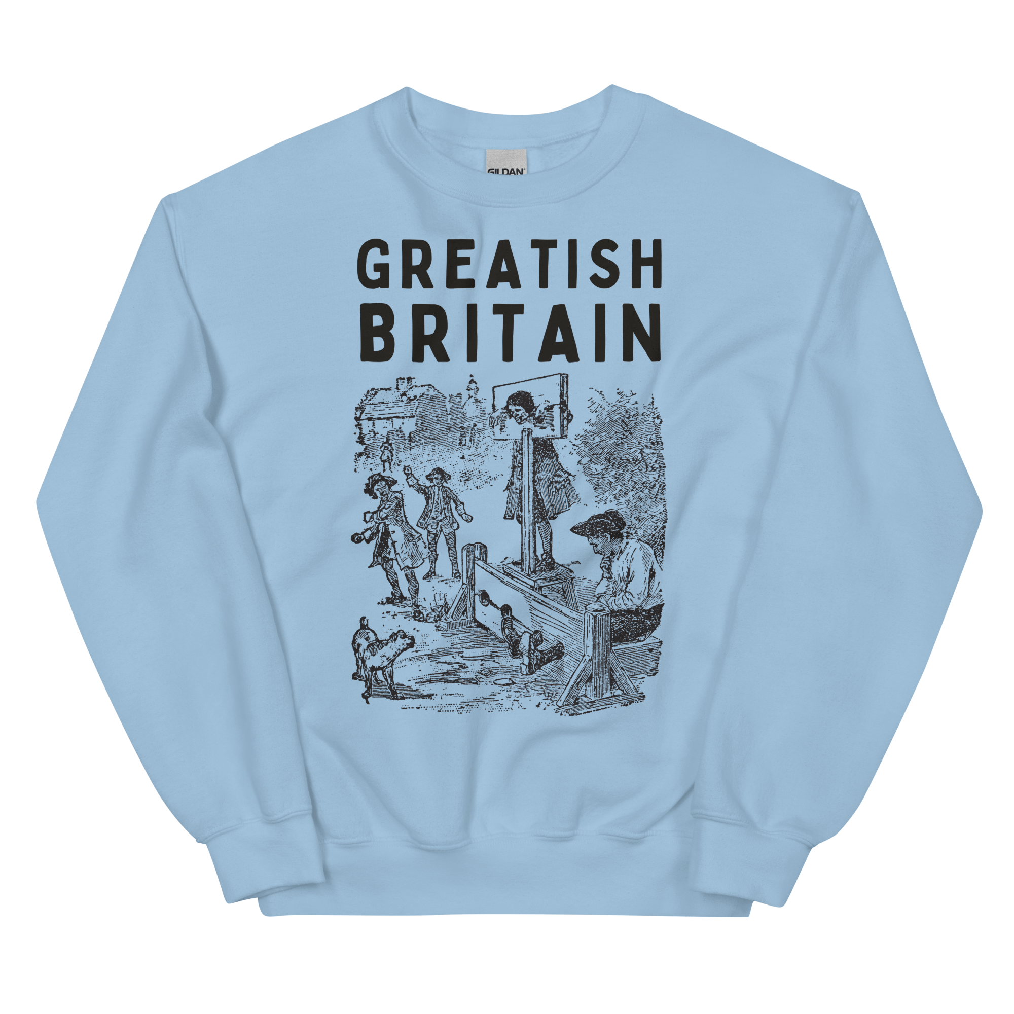 Greatish Britain Pillory Sweatshirt | Unisex Light Blue / S Sweatshirt Jolly & Goode