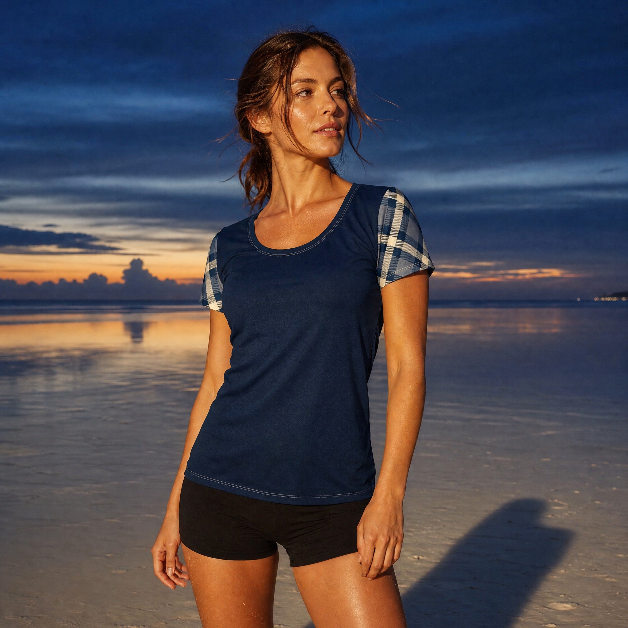 Jolly & Goode Activewear Cheeky Check Women's Workout Shirt Cheeky British Style