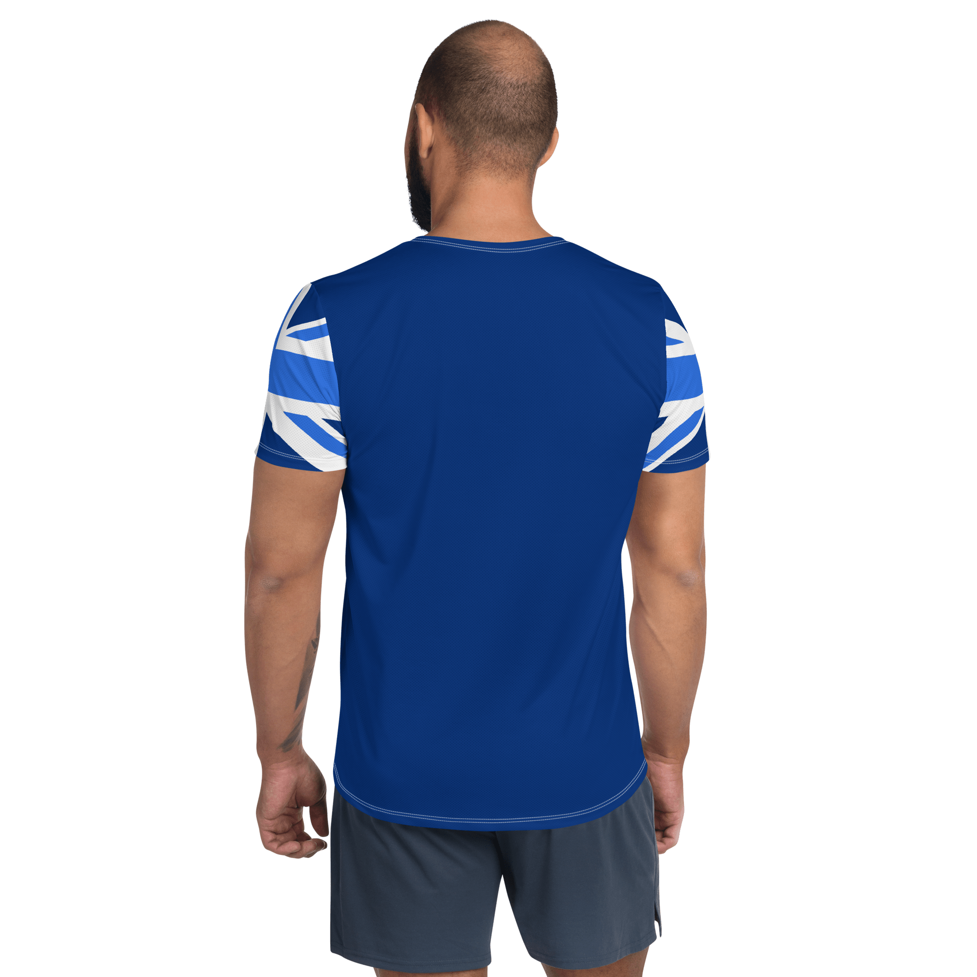 Jolly & Goode Activewear Union Jack Men's Workout Shirt | Blue Cheeky British Style