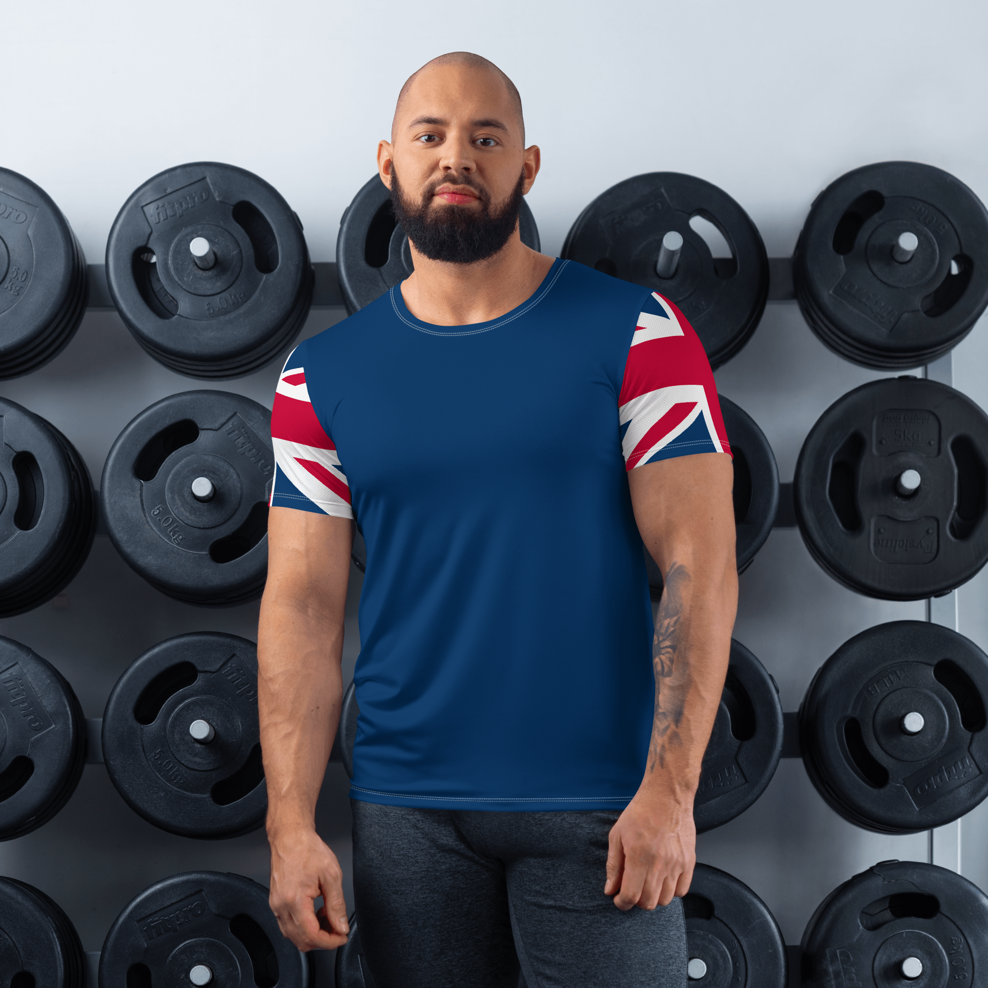 Jolly & Goode Activewear Union Jack Men's Workout Shirt Cheeky British Style