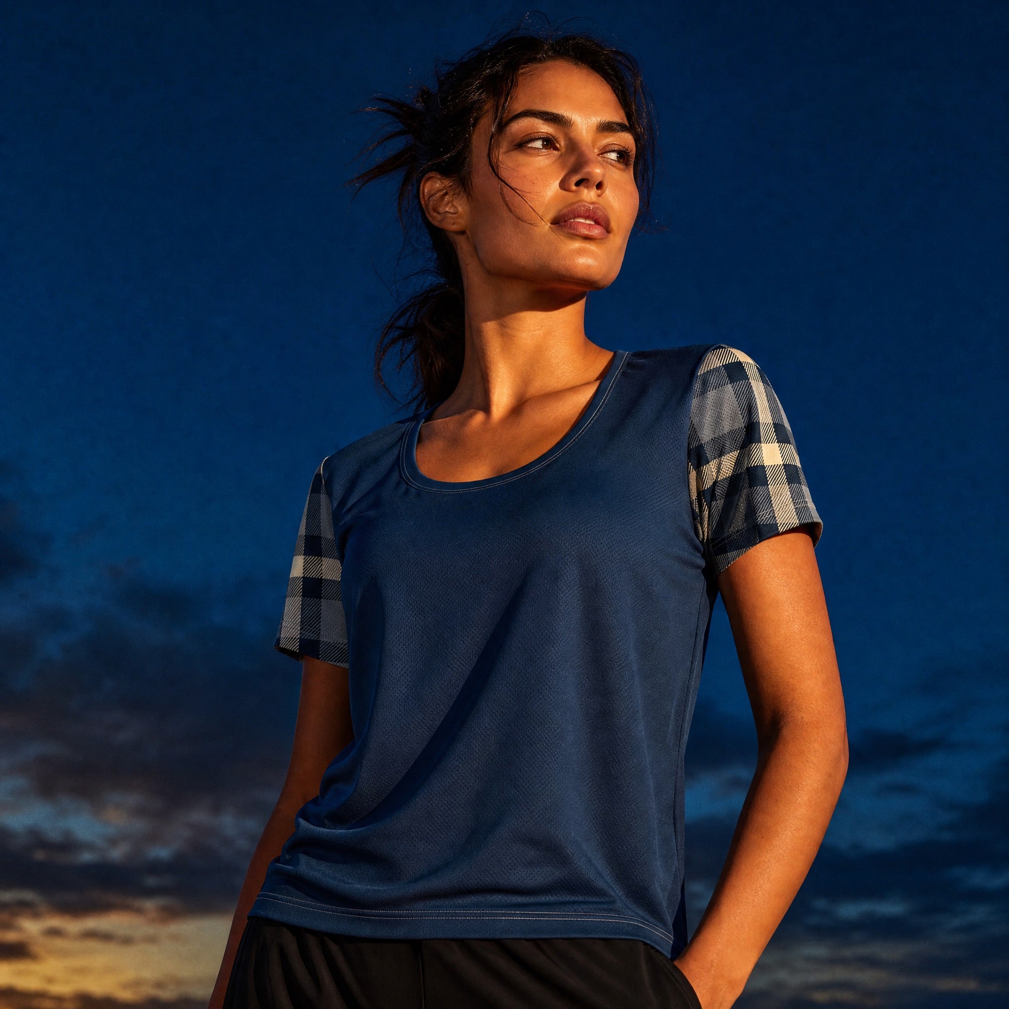 Jolly & Goode Activewear XS Cheeky Check Women's Workout Shirt Cheeky British Style