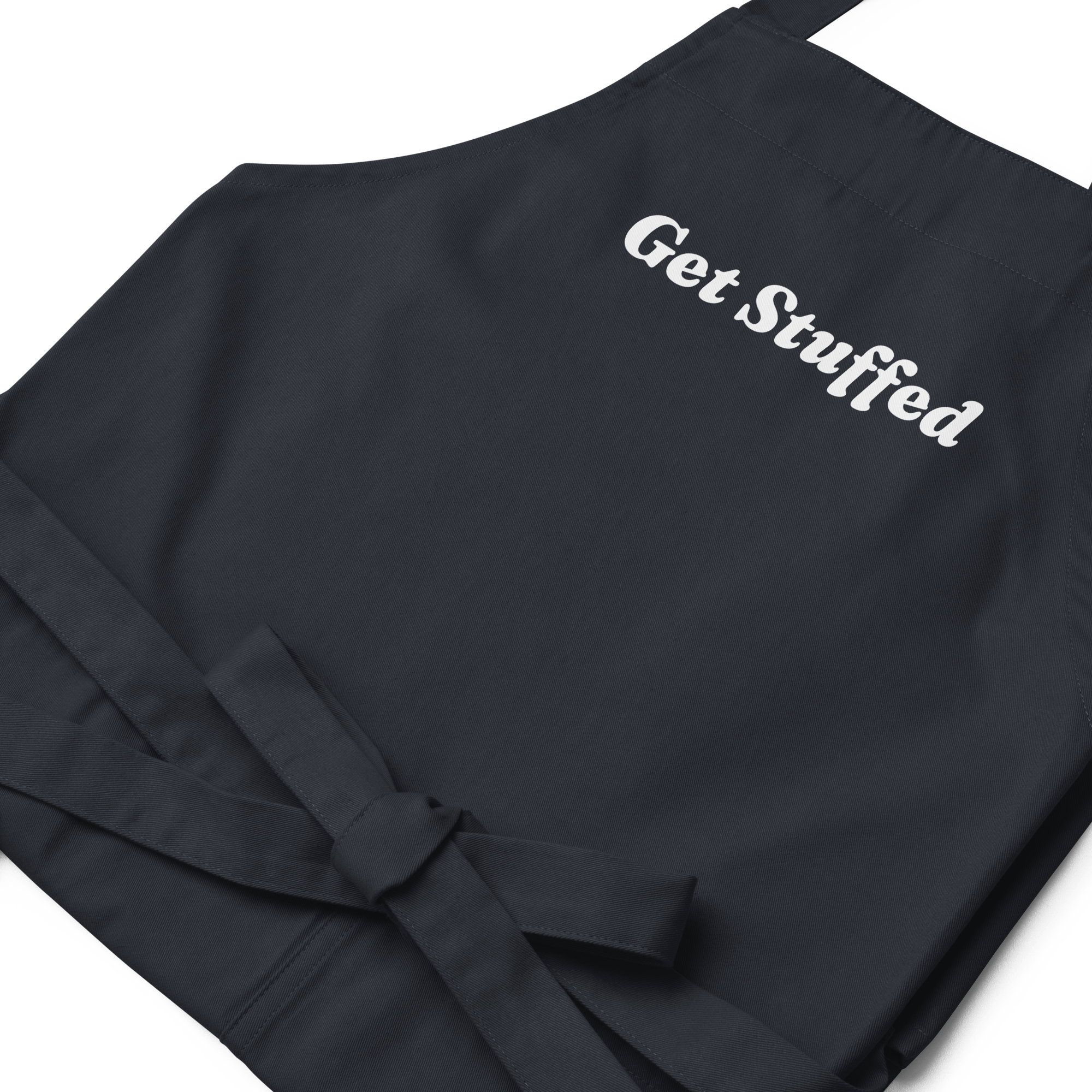 Jolly & Goode Aprons Navy Get Stuffed Organic Cotton Apron Cheeky British Style