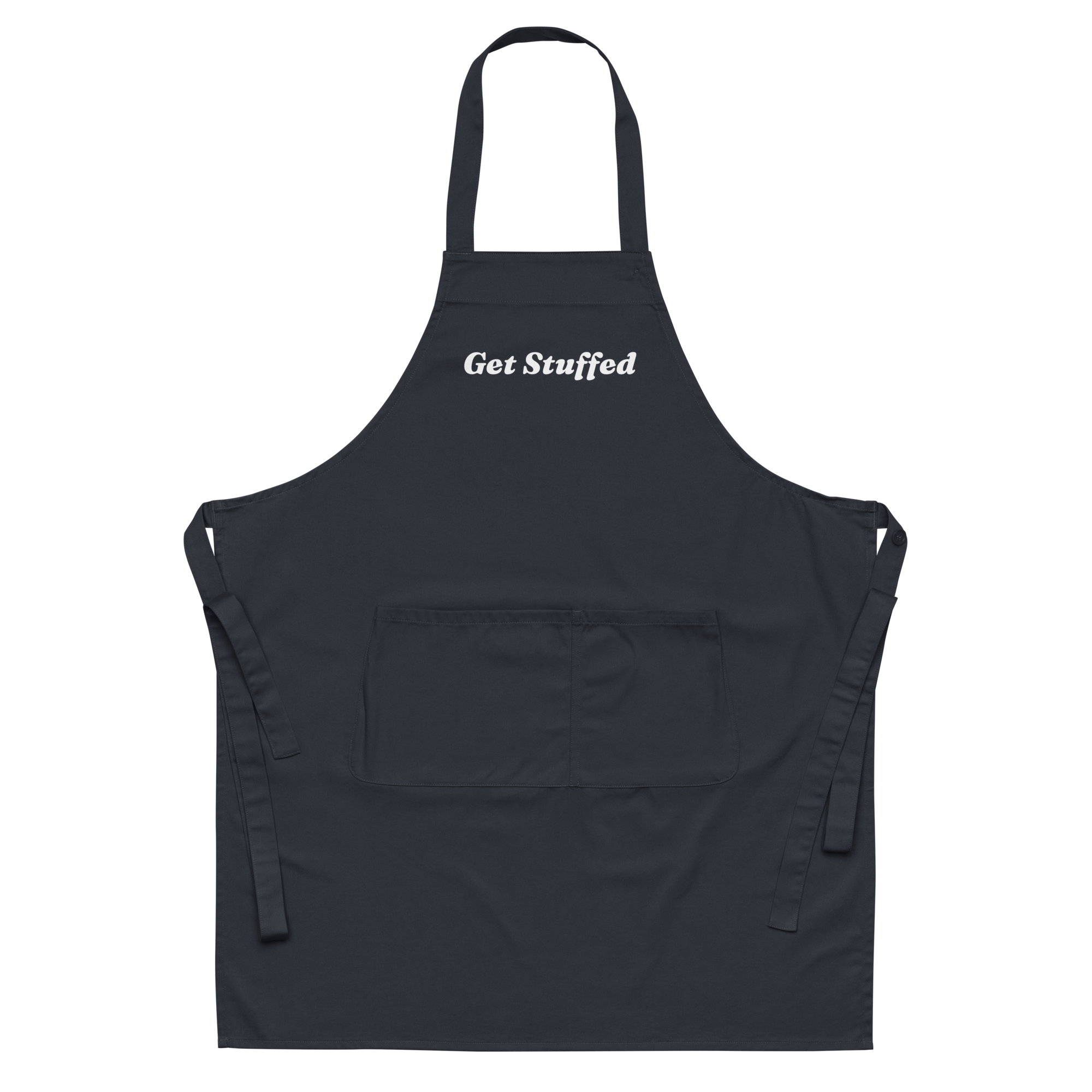 Jolly & Goode Aprons Navy Get Stuffed Organic Cotton Apron Cheeky British Style