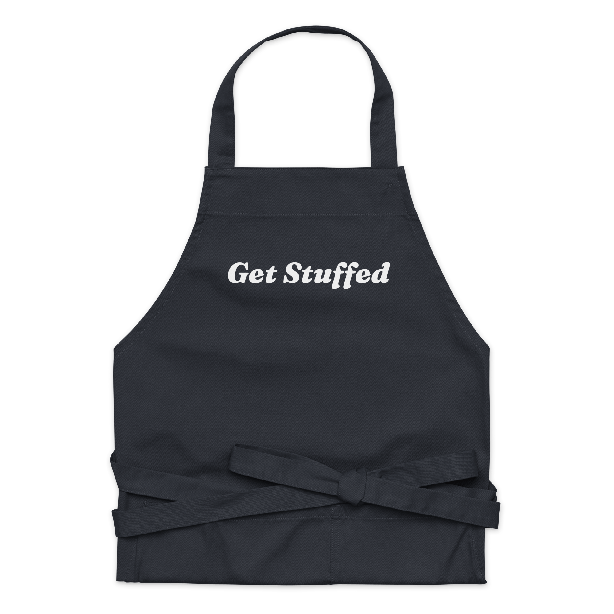 Jolly & Goode Aprons Navy Get Stuffed Organic Cotton Apron Cheeky British Style