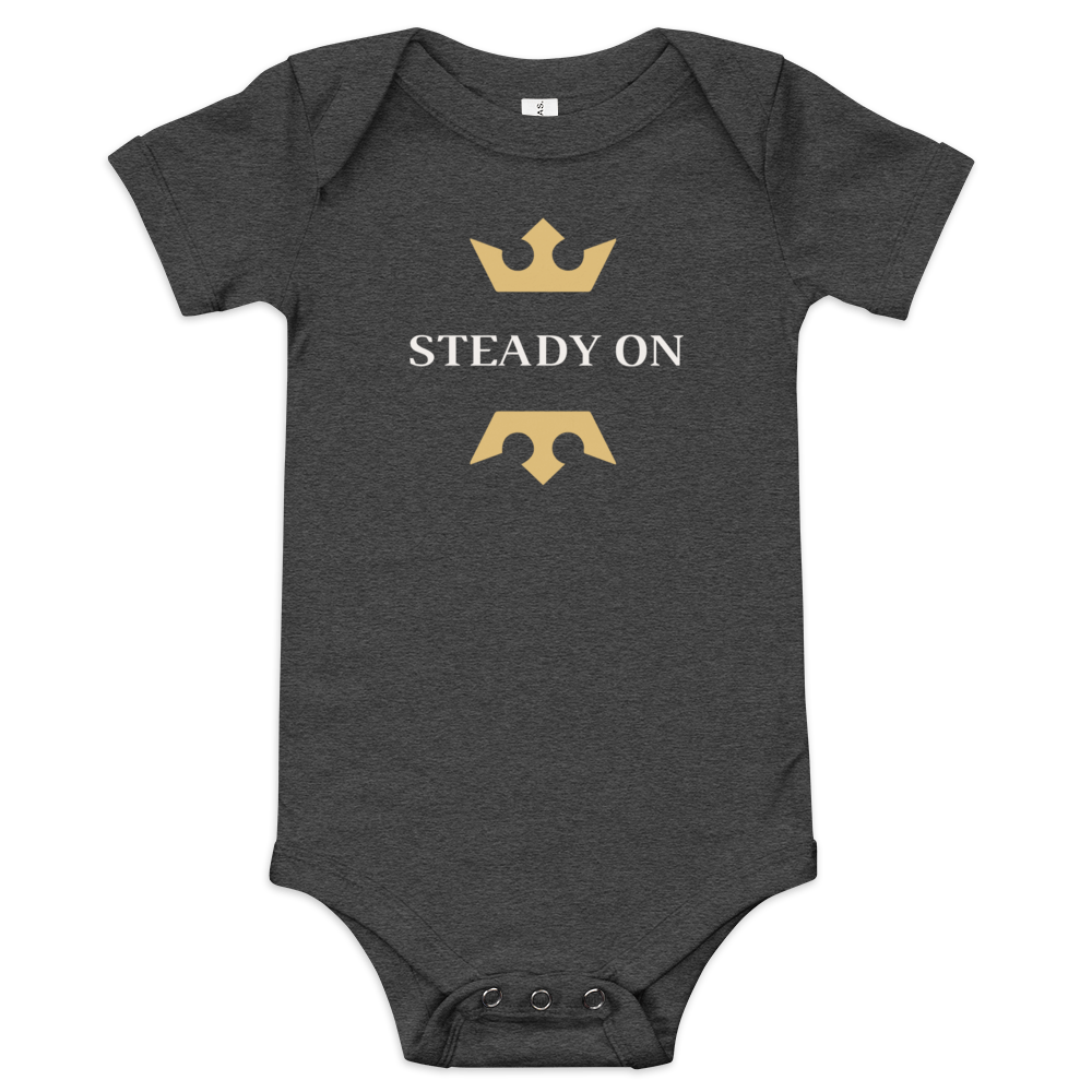 Jolly & Goode Baby One-Pieces Dark Grey Heather / 3-6m Steady On Onesie Cheeky British Style