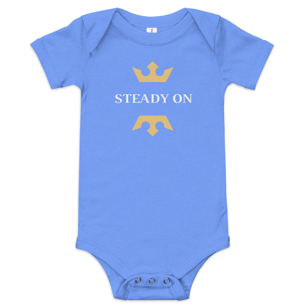 Jolly & Goode Baby One-Pieces Heather Columbia Blue / 3-6m Steady On Onesie Cheeky British Style