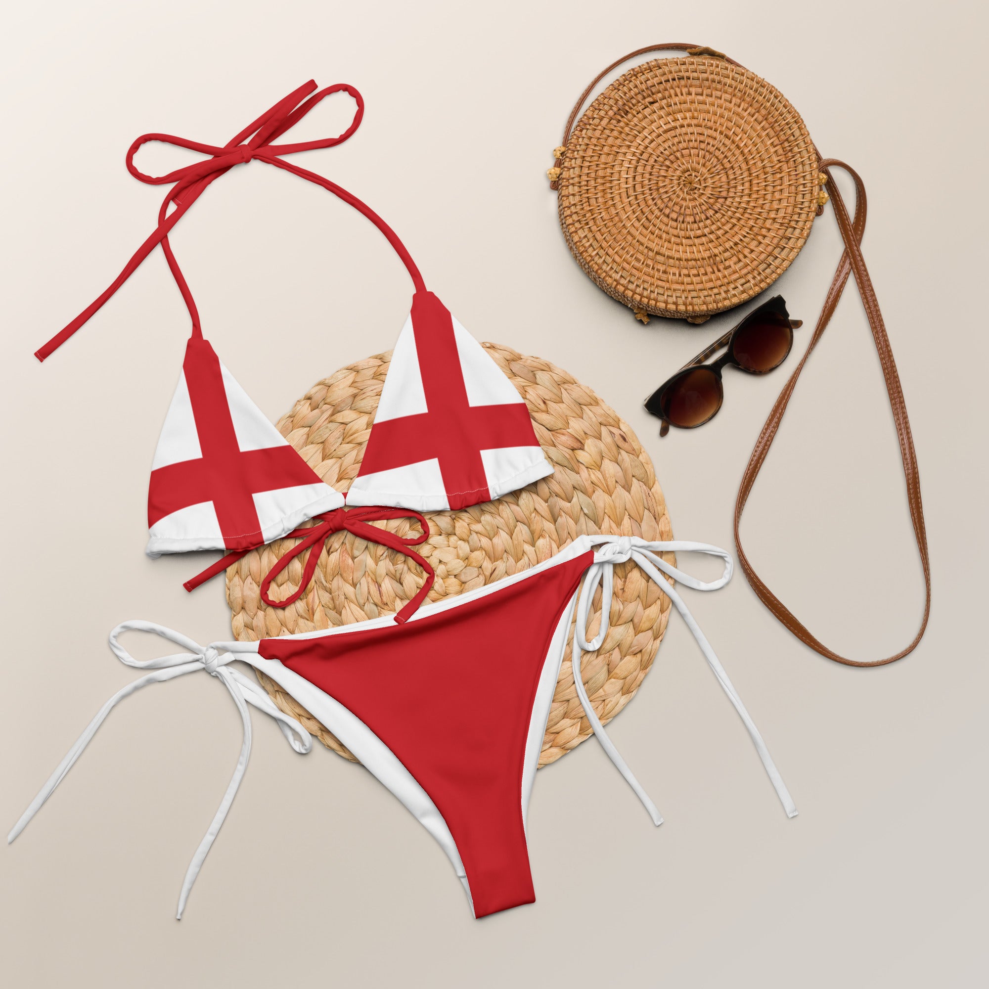 Jolly & Goode Bikini Flag of England String Bikini Set | St George's Cross Cheeky British Style