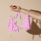 Jolly & Goode Bikini Top 2XS Tweedkini String Bikini Top | Pink Houndstooth Cheeky British Style