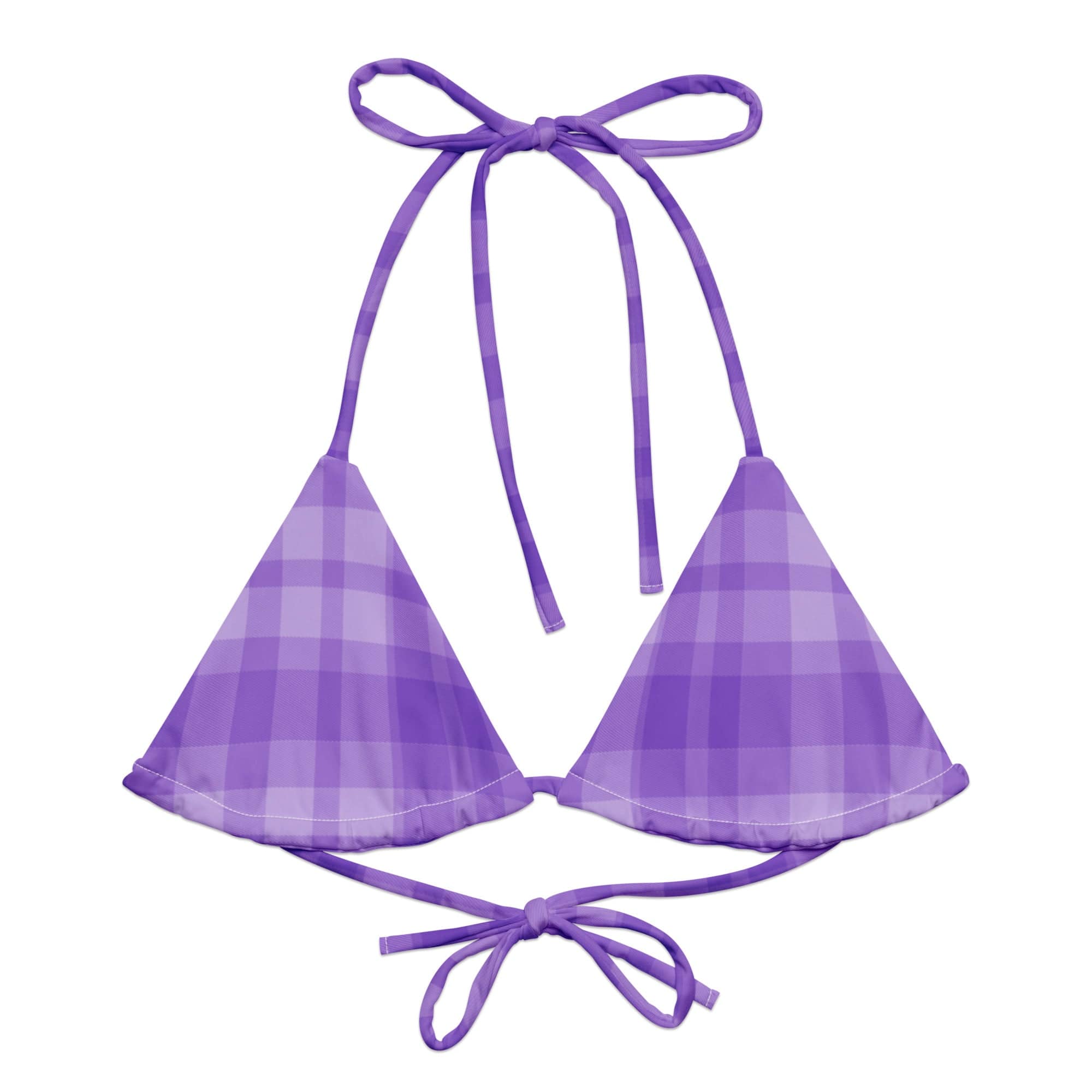 Jolly & Goode Bikini Top 2XS Tweedkini String Bikini Top | Purple Cheeky British Style