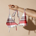 Jolly & Goode Bikini Top 2XS Tweedkini String Bikini Top | Red & White Cheeky British Style