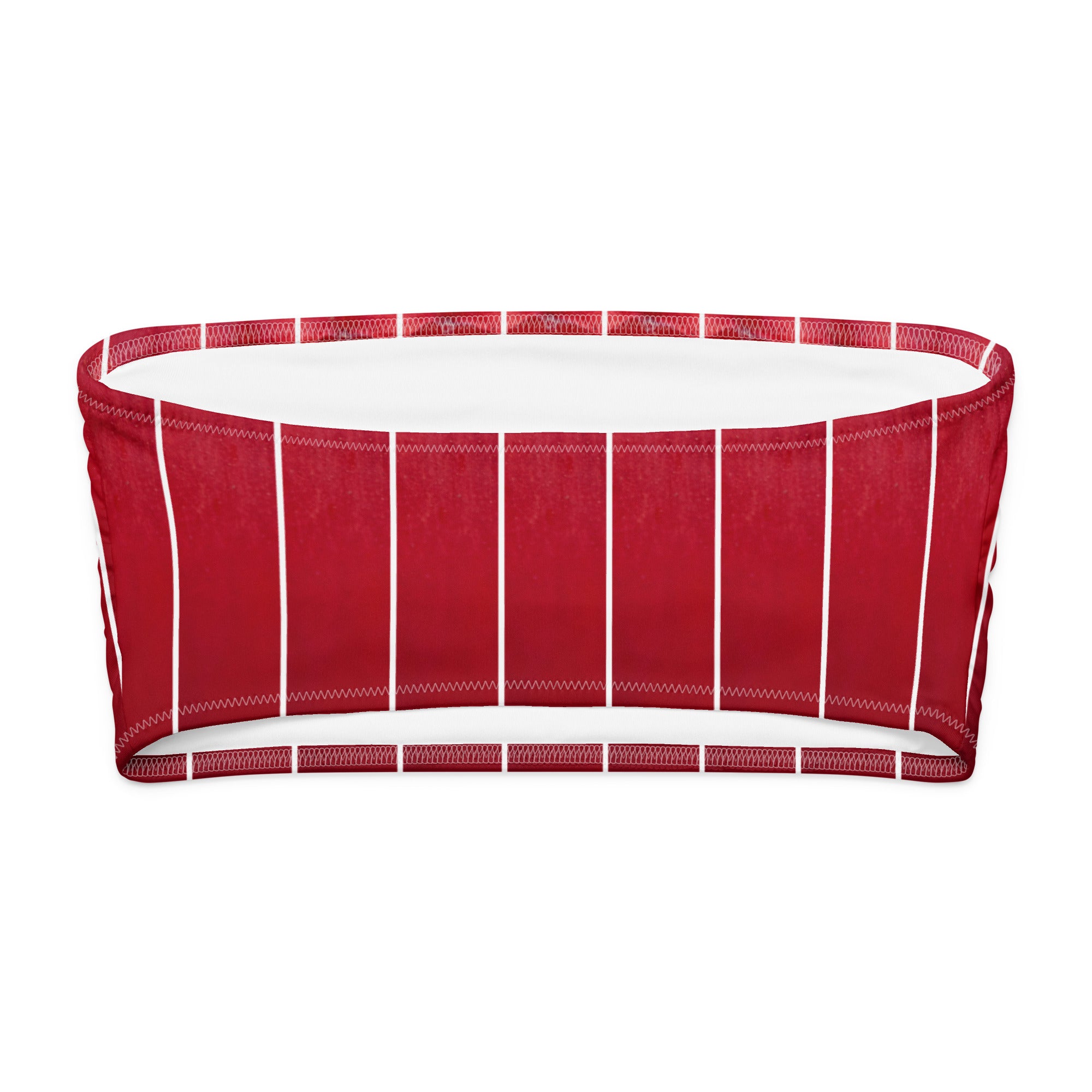 Jolly & Goode Bikini Top Red Rose Petal Pinstripe Bandeau Bikini Top Cheeky British Style