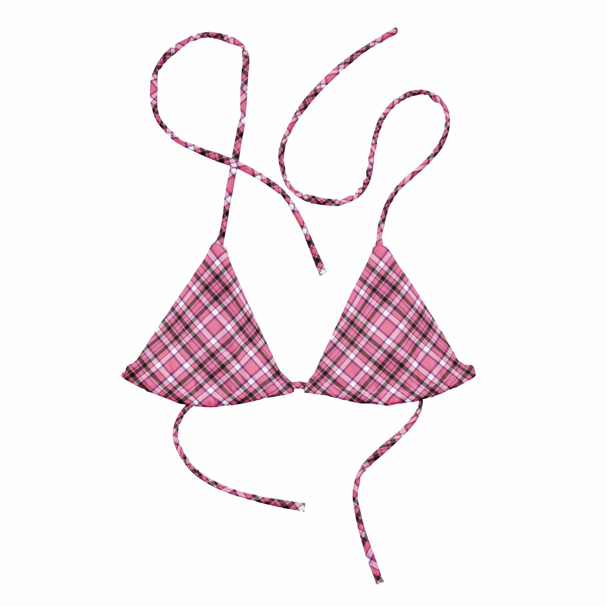 Jolly & Goode Bikini Top Tweedkini String Bikini Top | Pink & Black Cheeky British Style