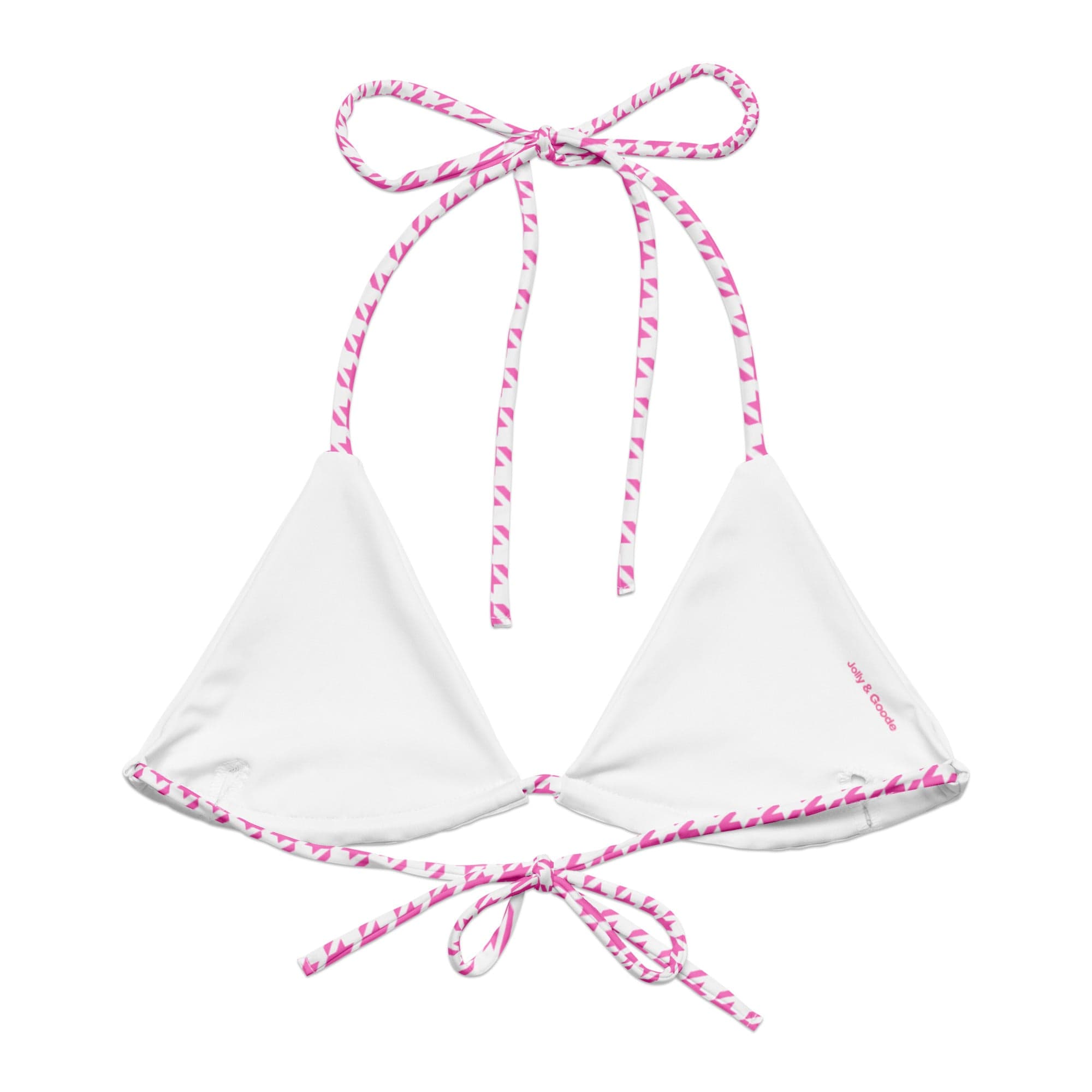 Jolly & Goode Bikini Top Tweedkini String Bikini Top | Pink Houndstooth Cheeky British Style