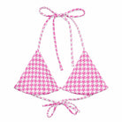 Jolly & Goode Bikini Top Tweedkini String Bikini Top | Pink Houndstooth Cheeky British Style